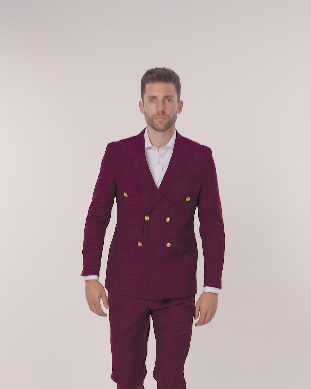 MAROON DOUBLE BREASTED GOLD BUTTON JACKET