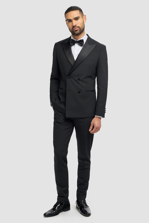 MENS ASPEN BLACK DOUBLE BREASTED SUIT