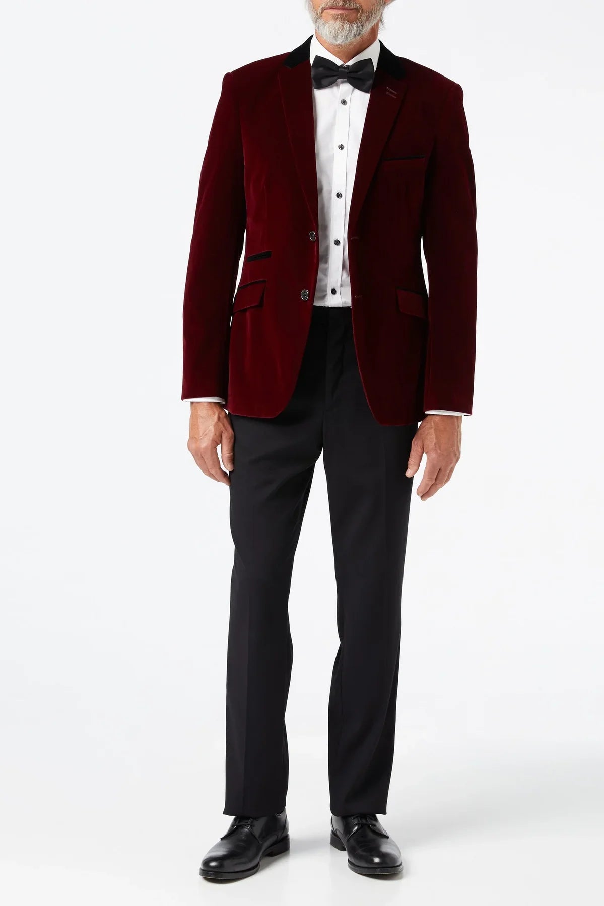 Men's Sam Burgundy Single Breasted Velvet 4-Piece Tuxedo Suit Bundle