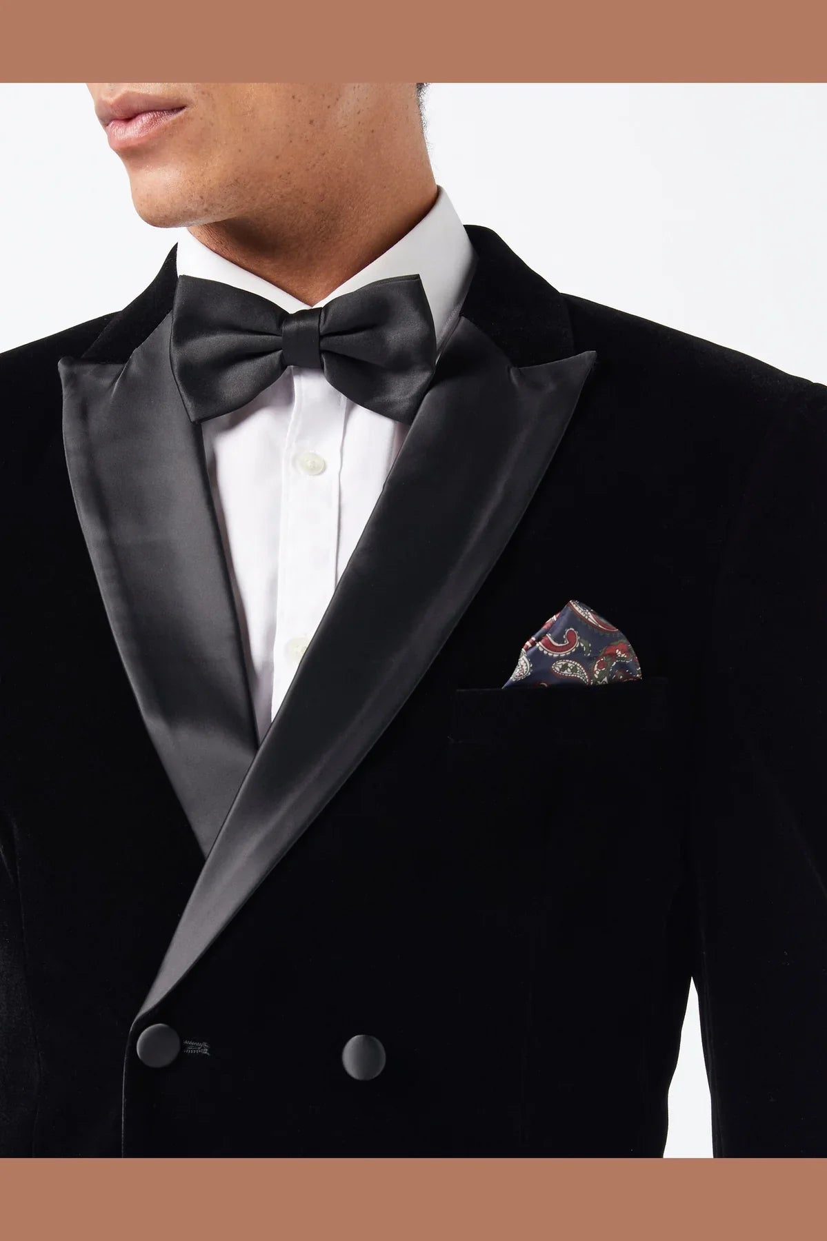 Men's Smith Black Double Breasted Velvet Tuxedo 4-Piece Suit Bundle