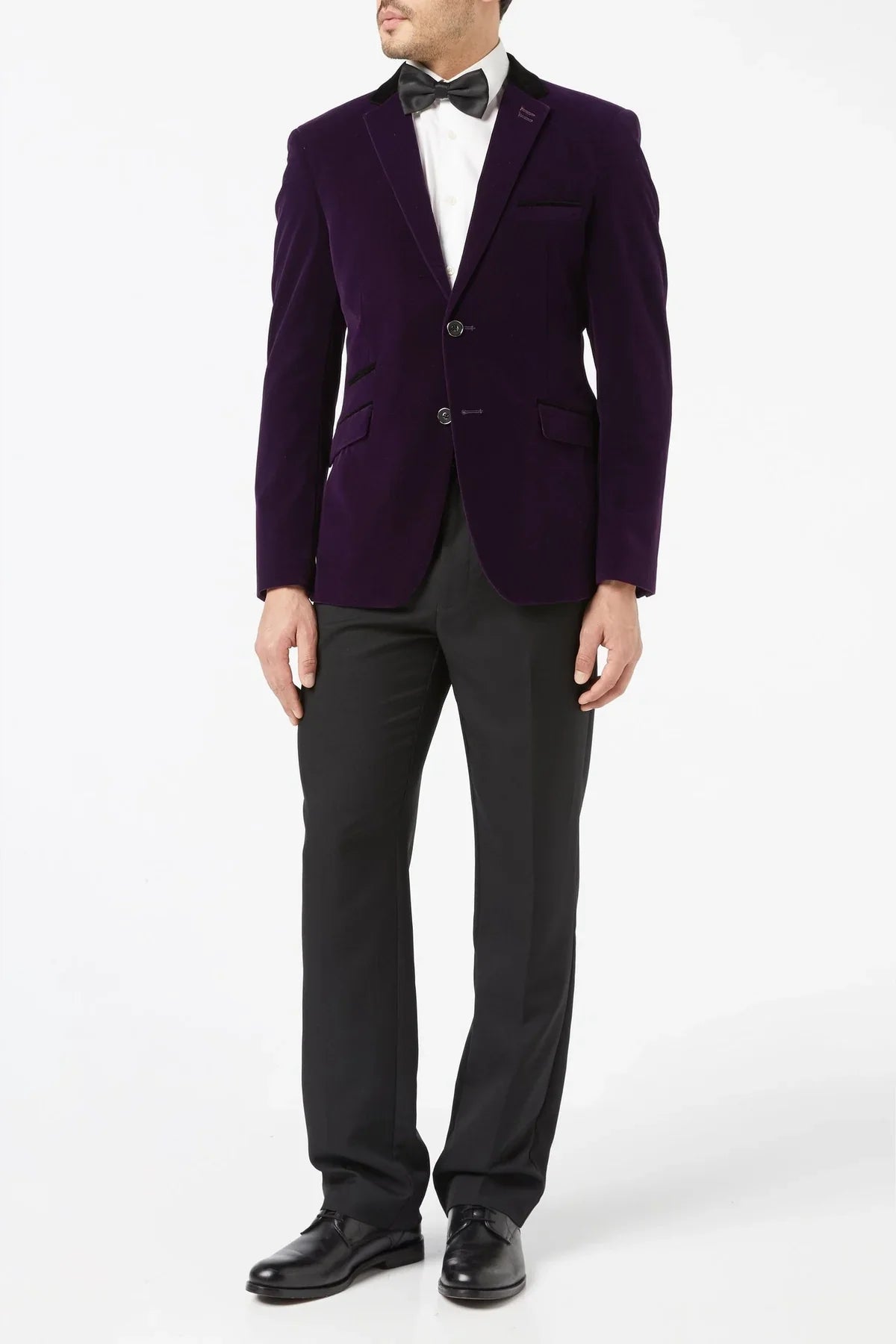 Men's Ricky Purple Single Breasted Soft Velvet 4-Piece Tuxedo Suit Bundle