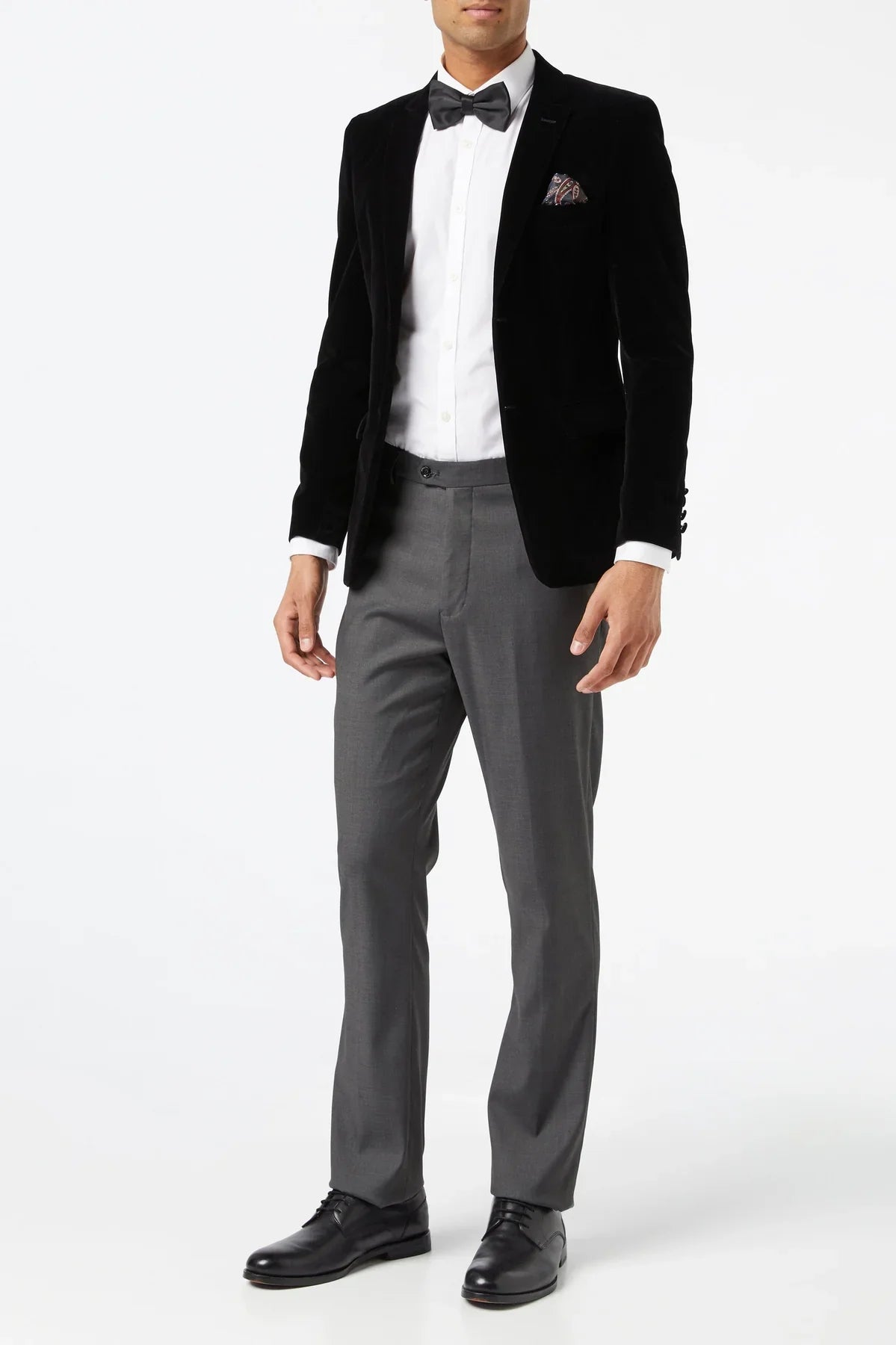 Men's Gary Black Velvet Single Breasted 4-Piece Suit Bundle