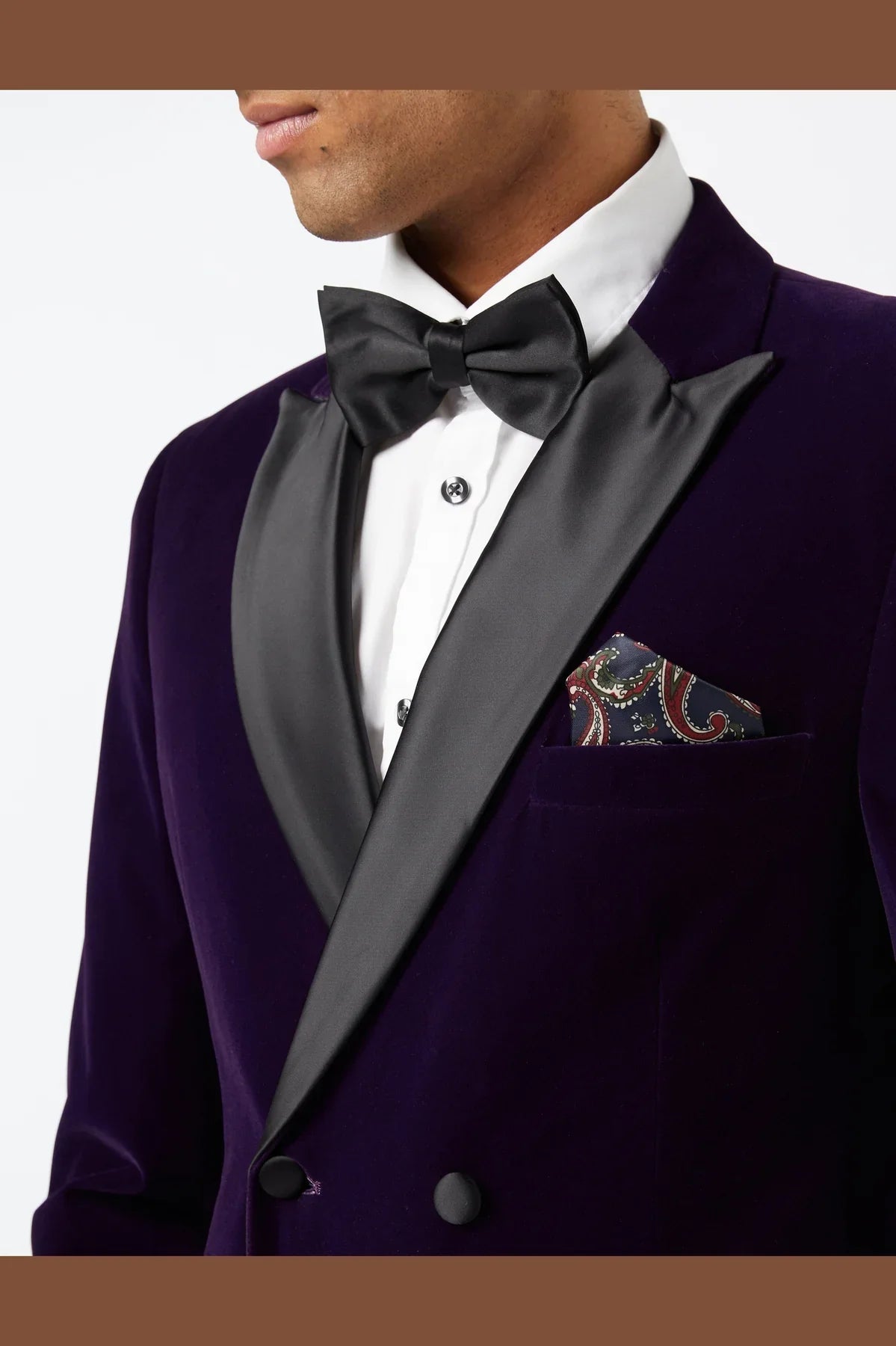 Men's Smith Purple Double Breasted Soft Velvet Tuxedo 4-Piece Suit Bundle