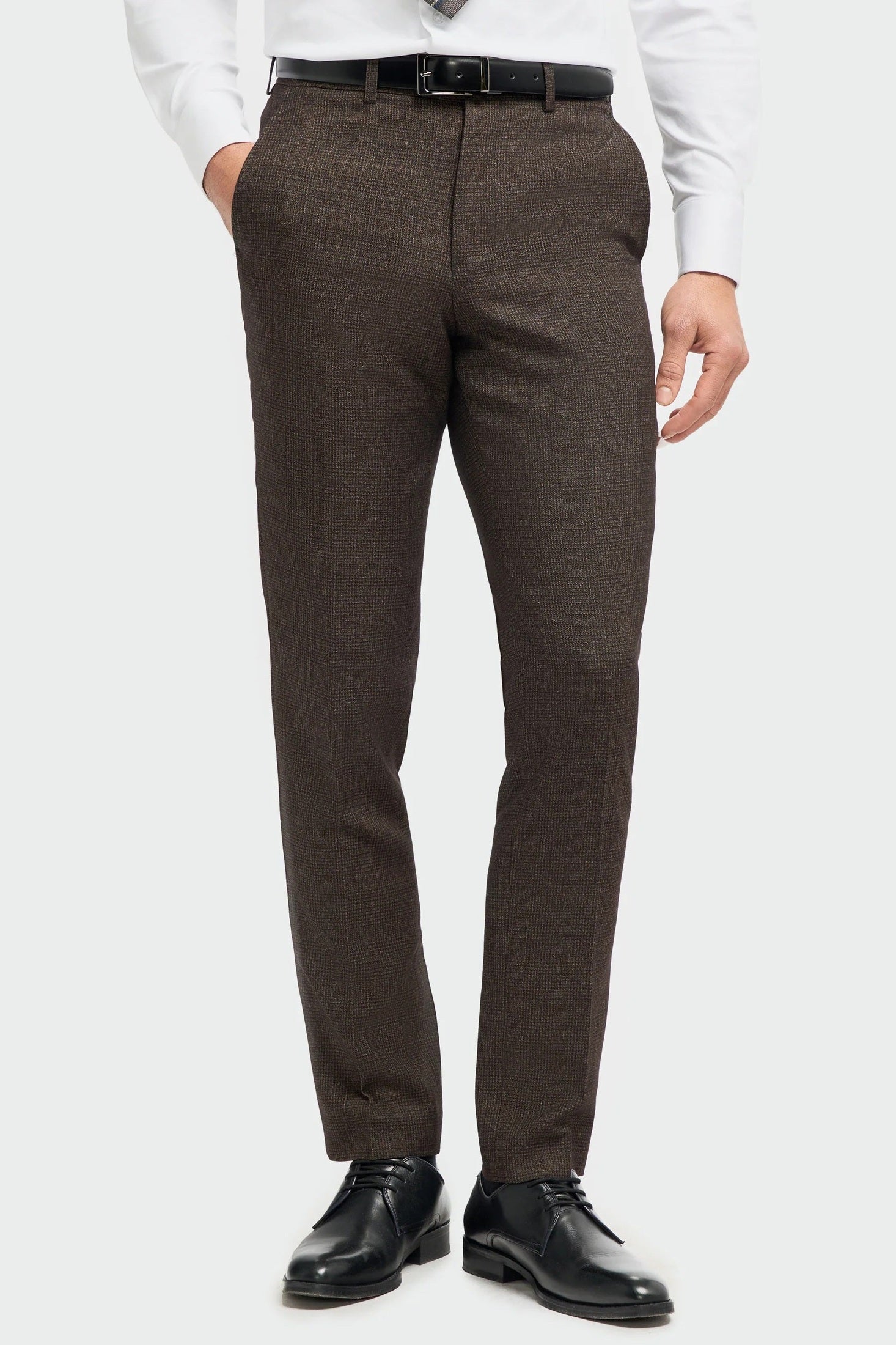 Men's Brown Trousers - Smart Dark Brown and Check Trousers | Xposed London XPOSED Men's Brown Trousers - Smart Dark Brown and Check Trousers | Xposed London XPOSED
