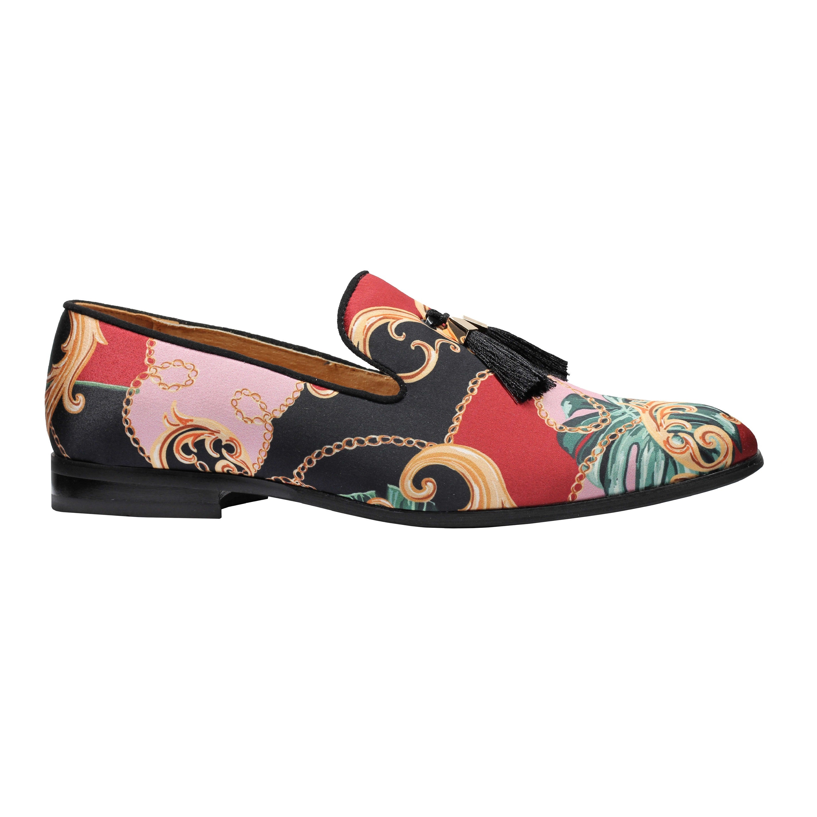 Mocassins à pampilles en brocart