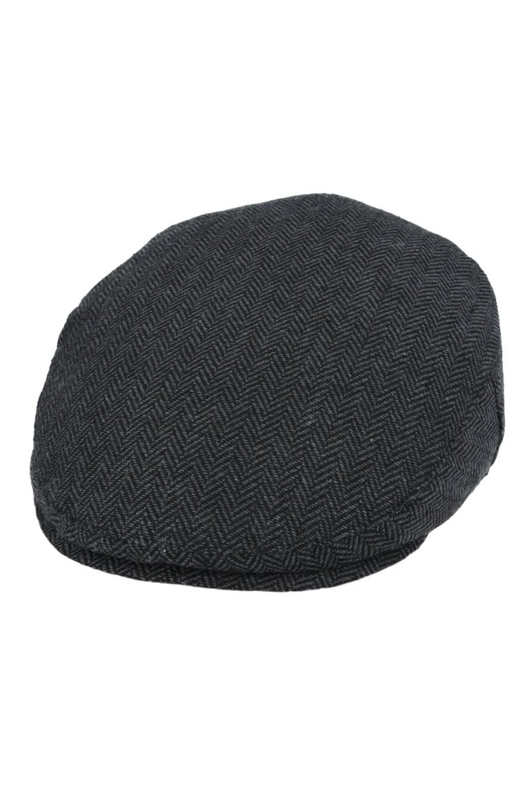 HERRINGBONE WOOL BLEND FLAT CAP