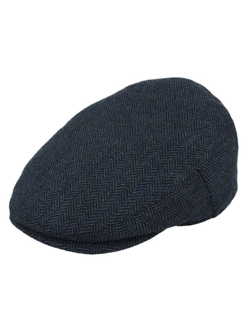 HERRINGBONE WOOL BLEND FLAT CAP