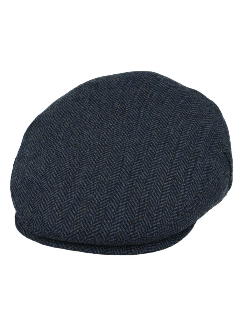 HERRINGBONE WOOL BLEND FLAT CAP