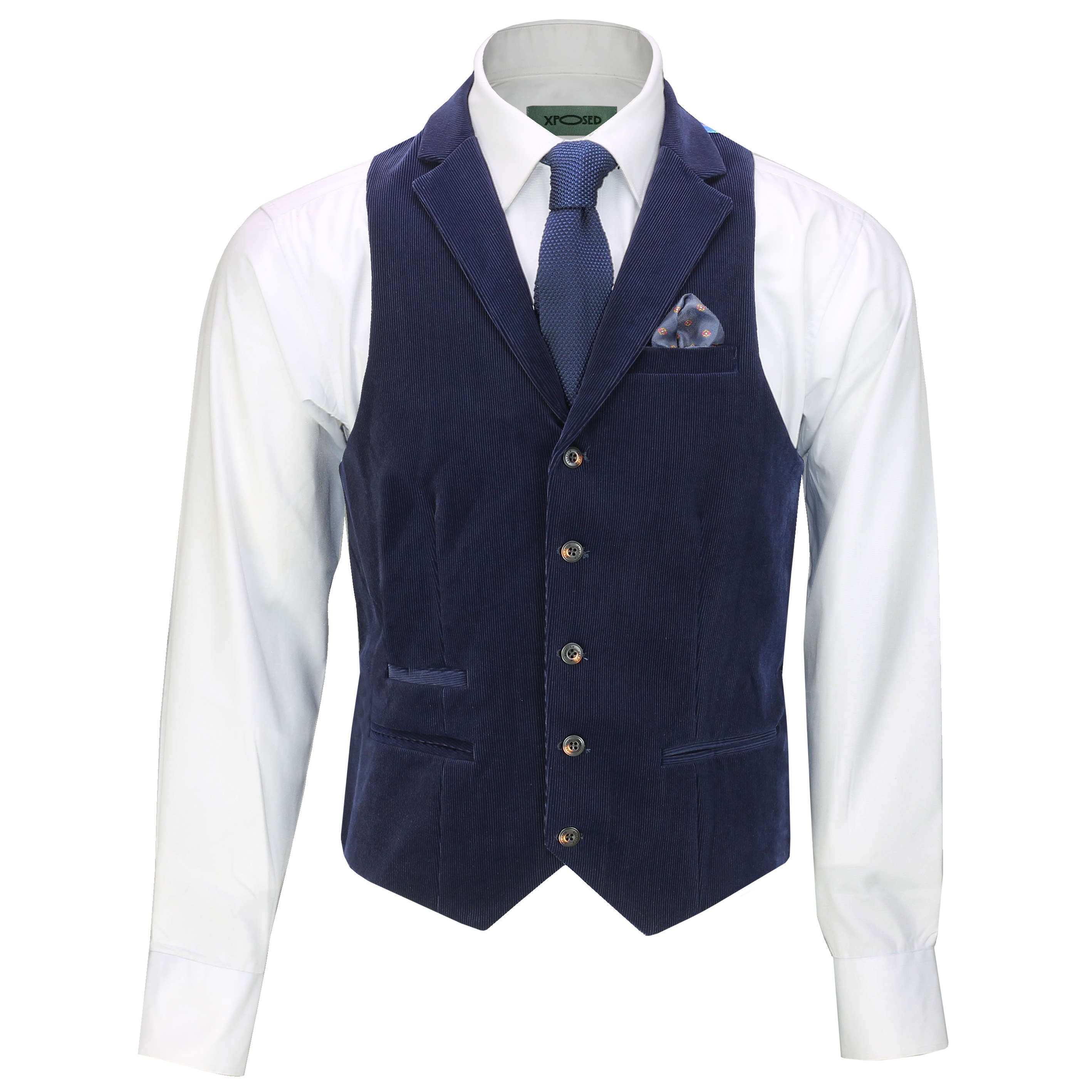 Matthew - Corduroy Navy Blue Collar Waistcoat