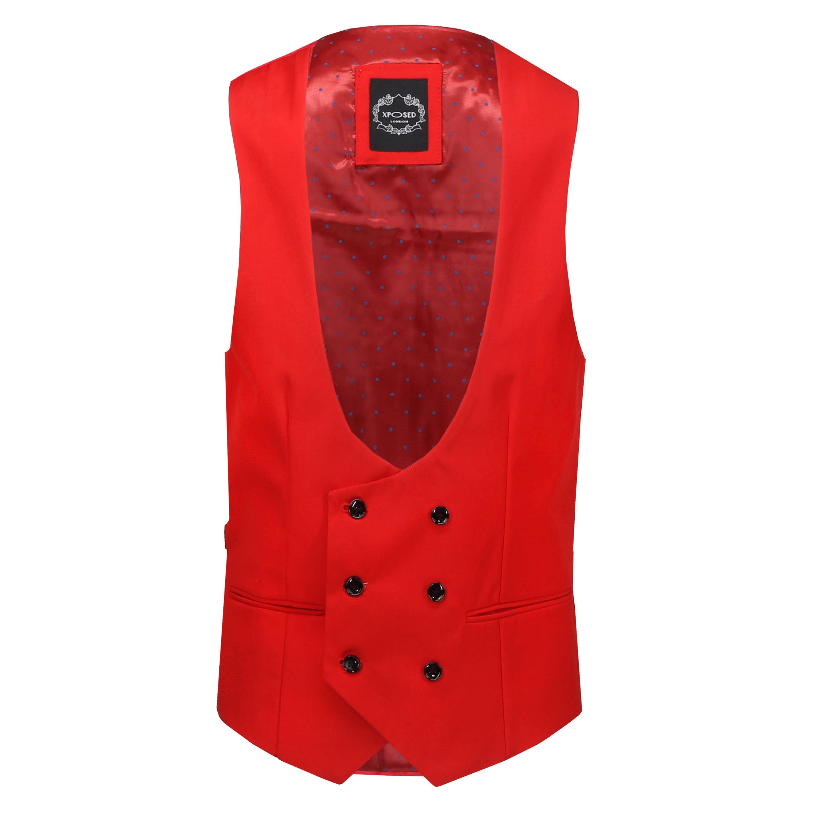 Double Breasted Low Cut Waistcoat In Red