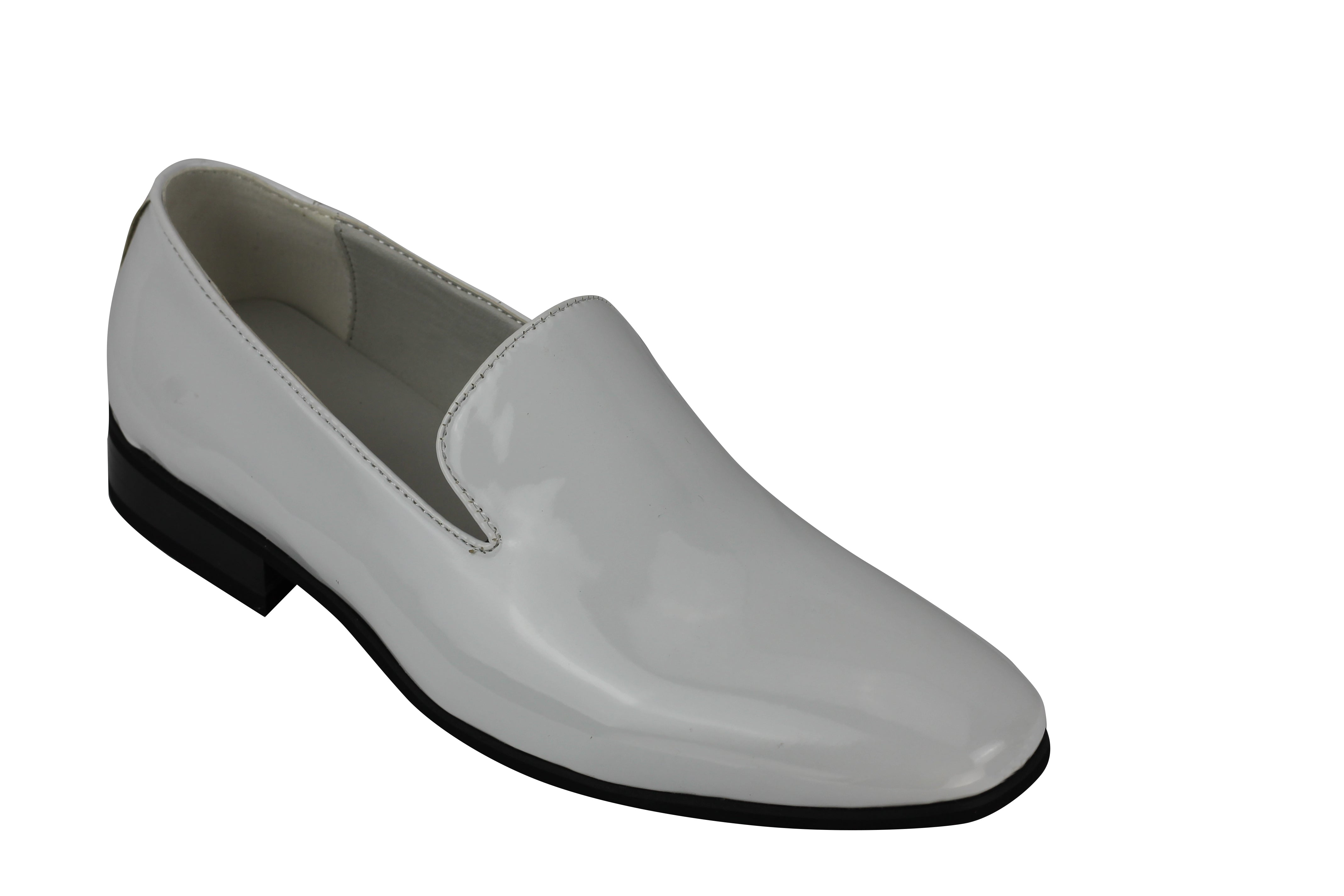 Faux Patent Leather Shiny Slip On Shoes In White