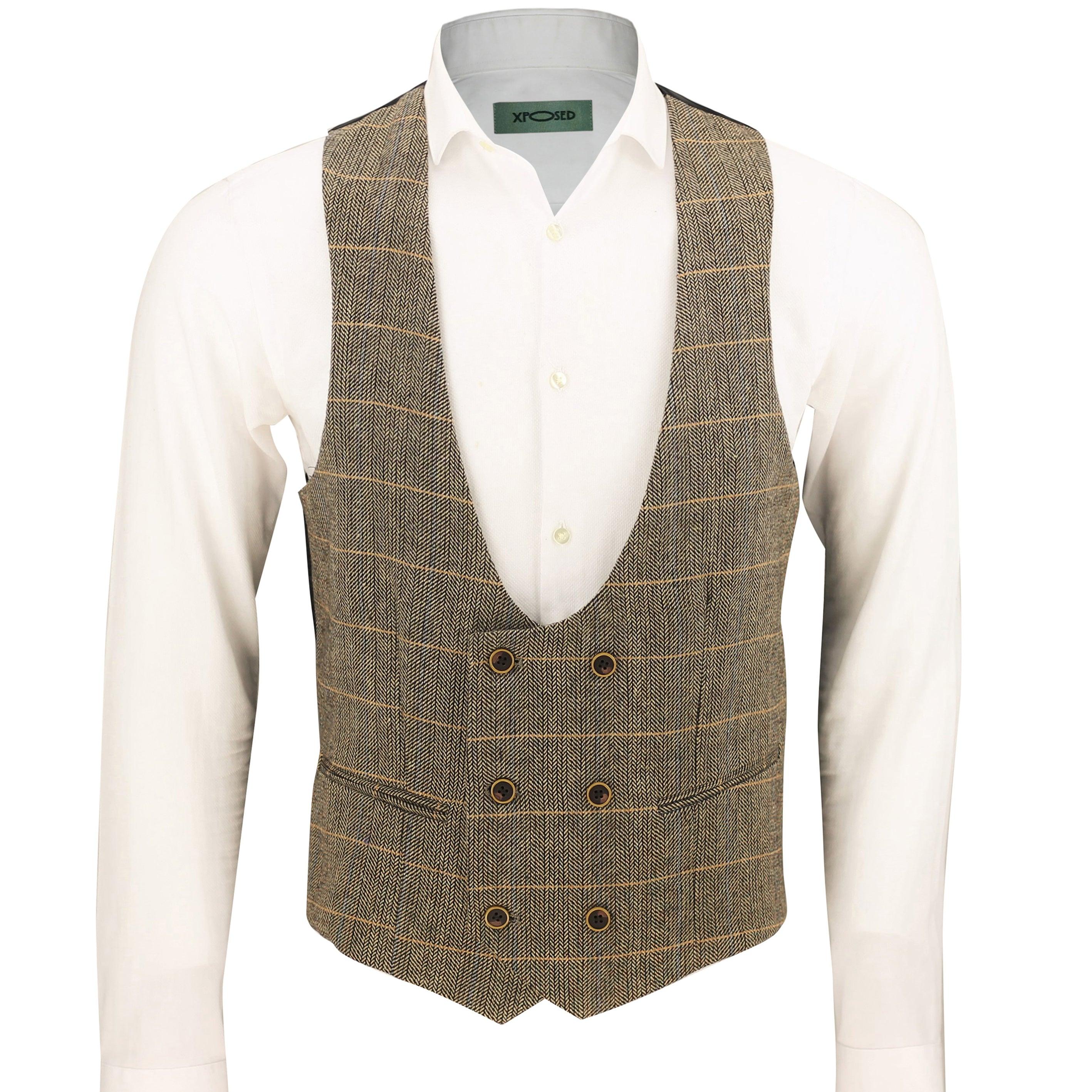 Tweed Brown Double Breasted waistcoat