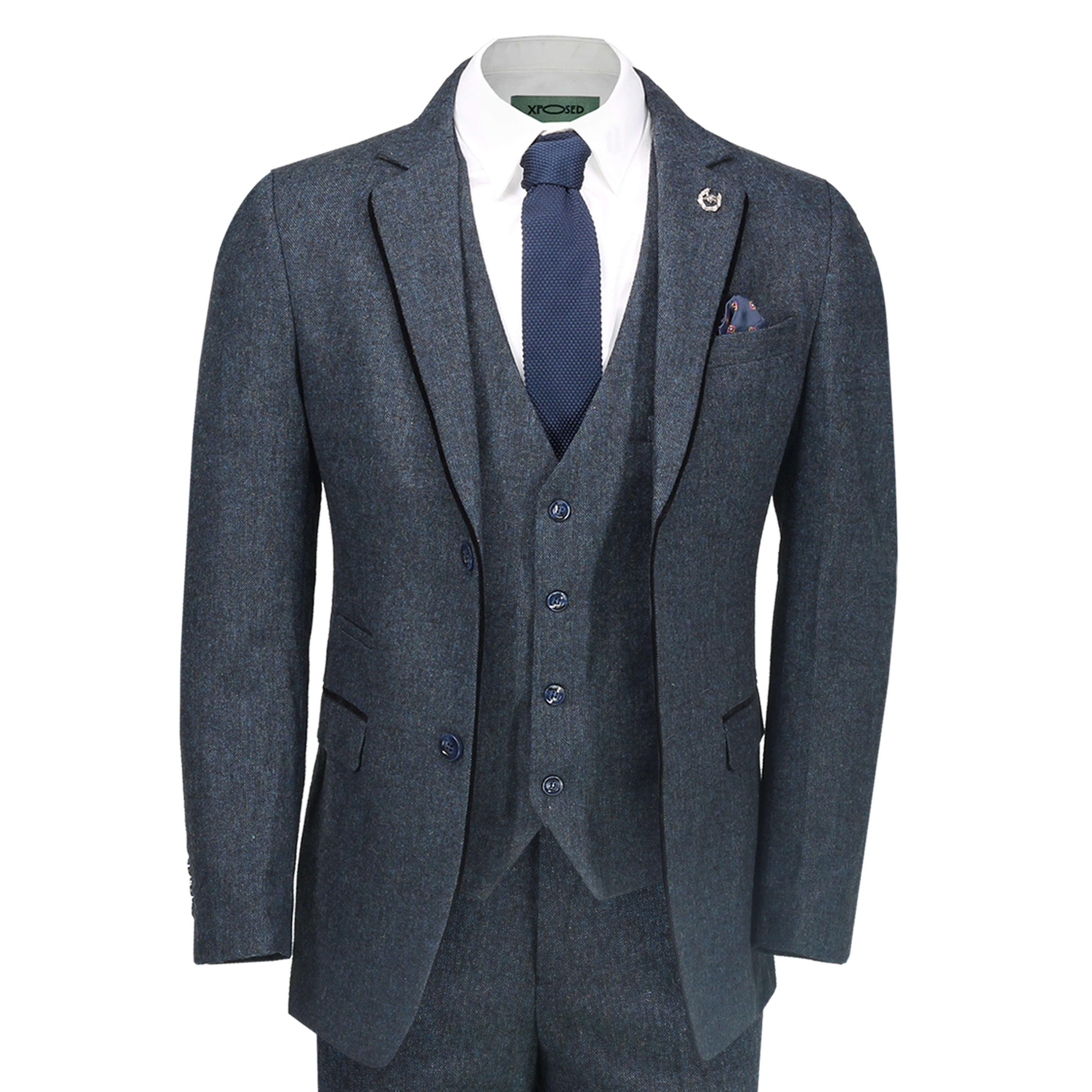 Classic Navy Tweed Suit