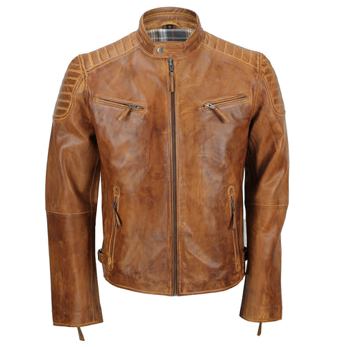 VESTE EN CUIR BIKER TIMBER HOMME