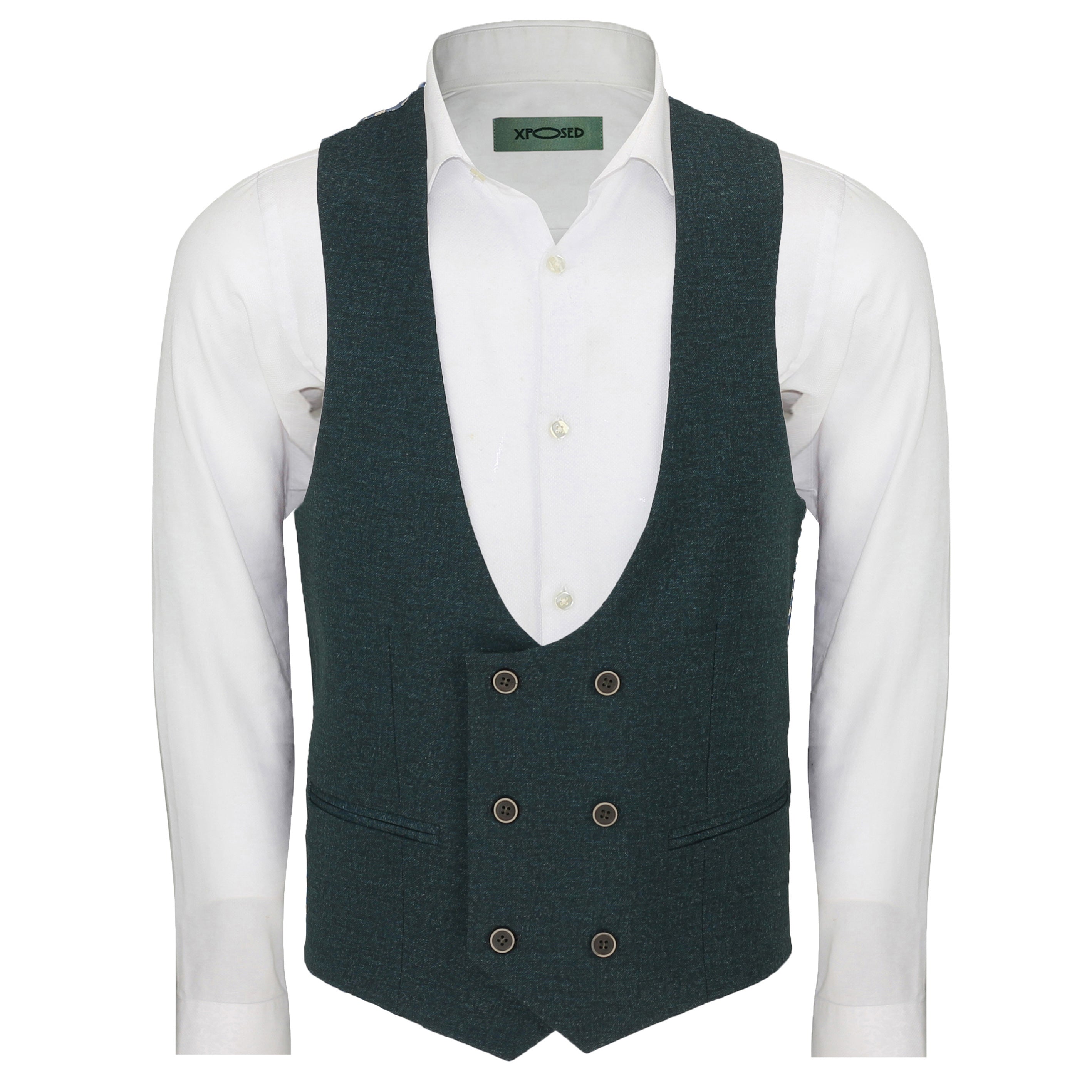 DOUBLE BREASTED WAIST COAT IN GREEN