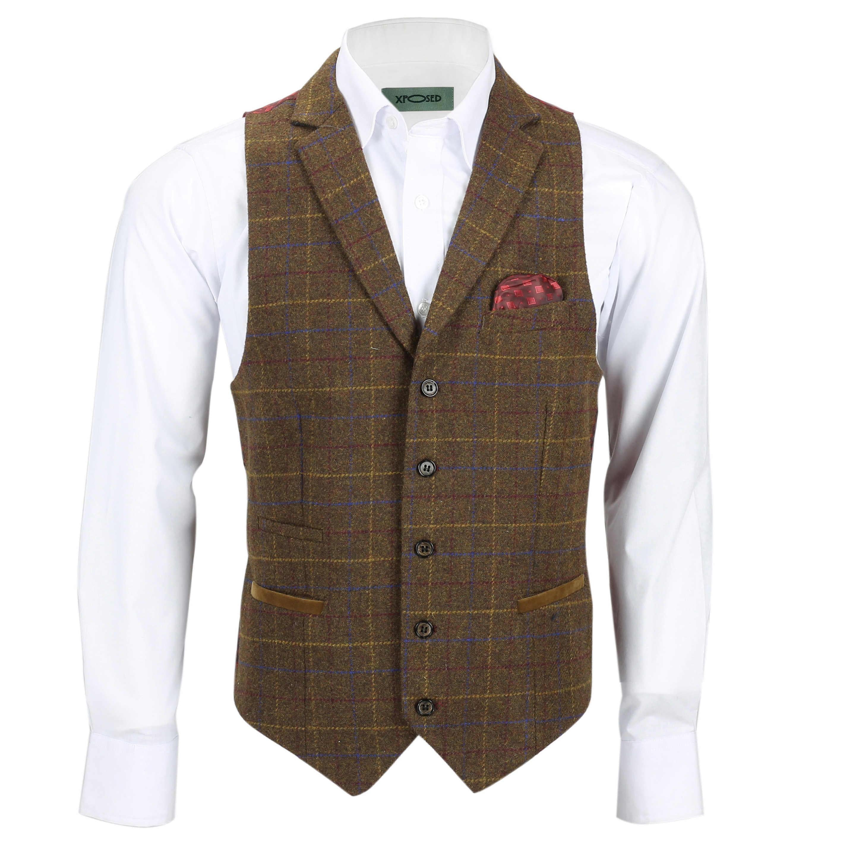 Tan Tweed Collar Waistcoat