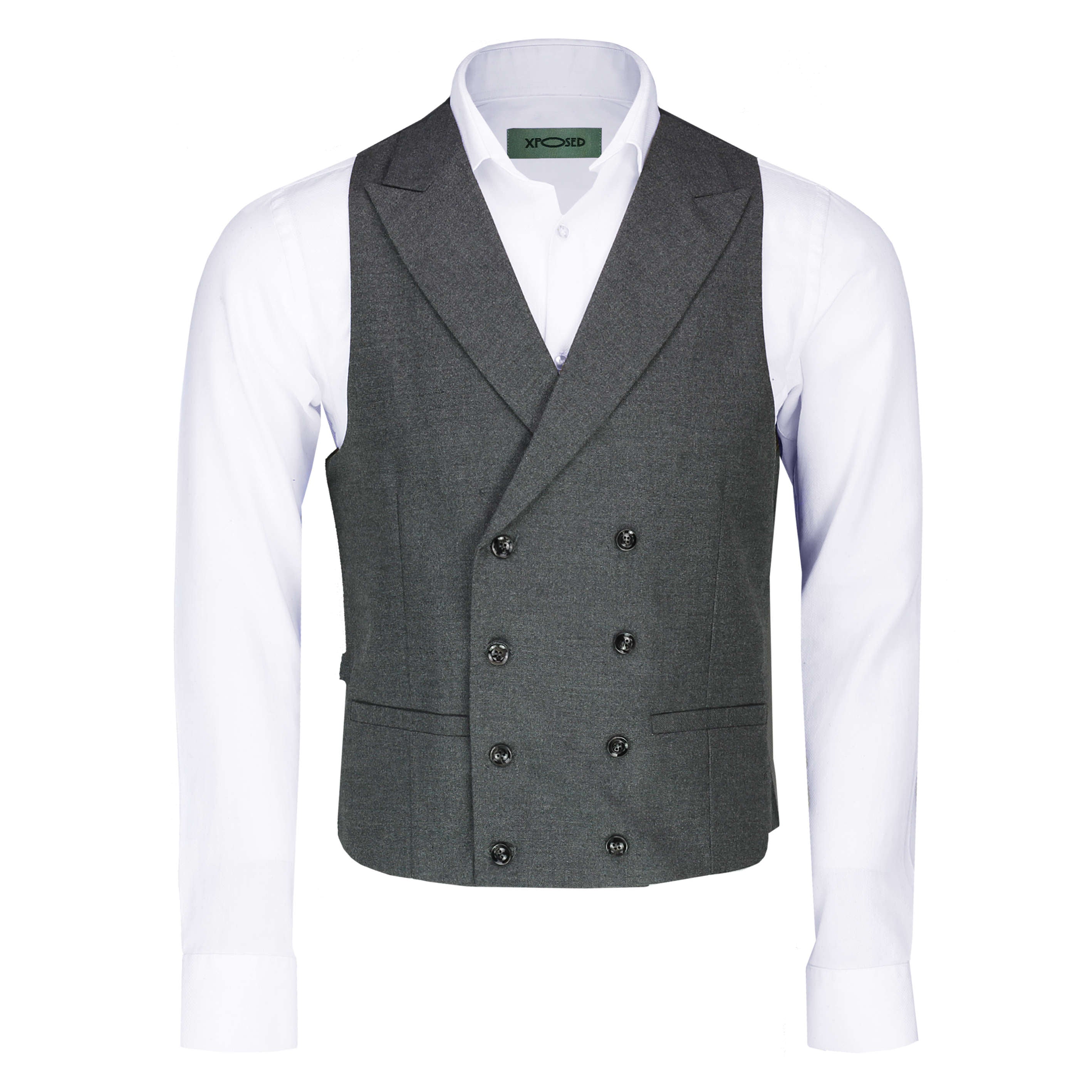 Double Breasted Grey Waist Coat