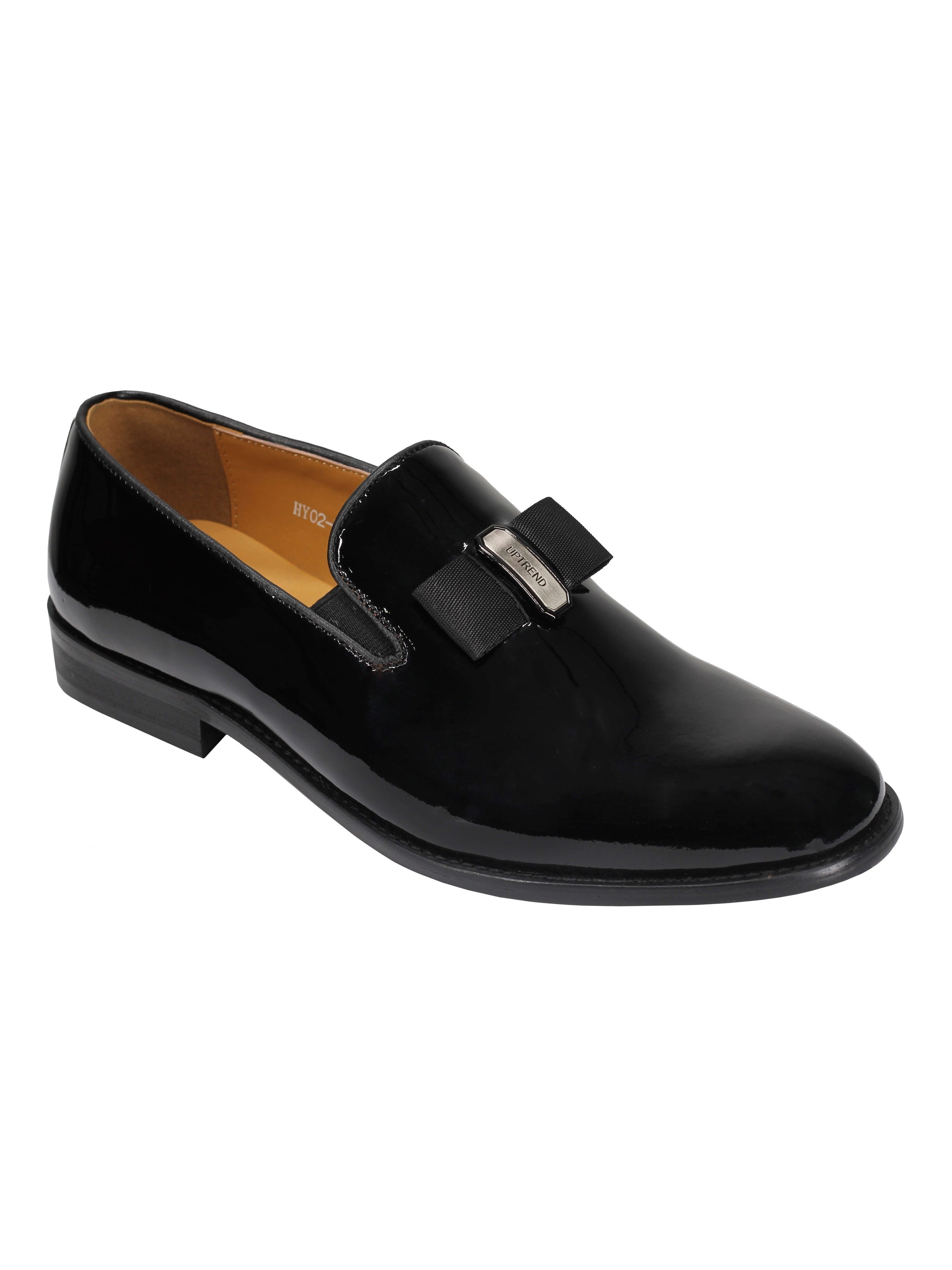 BLACK PATENT LEATHER LOAFERS WITH BOW