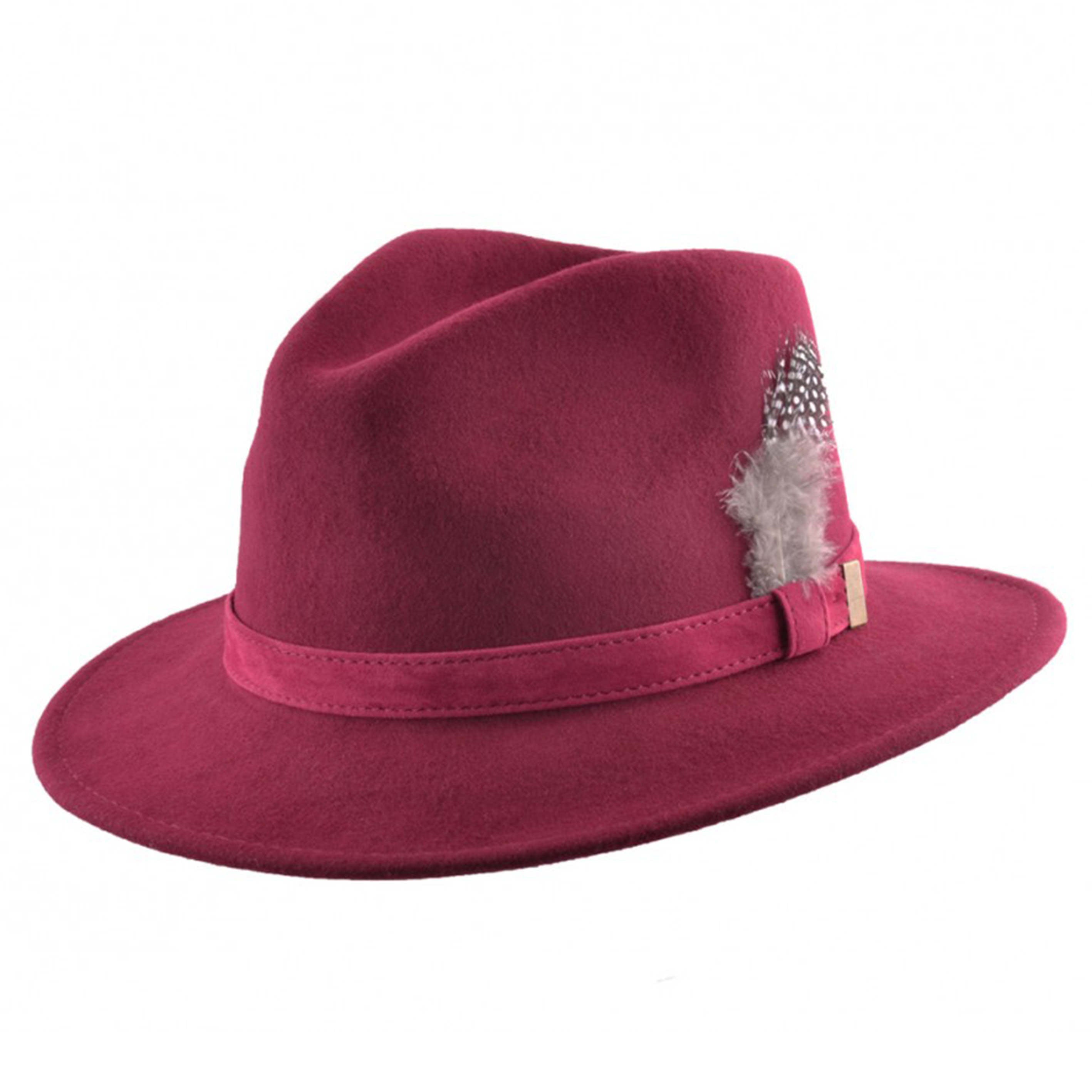 Trilby Fedora 100% Wool Maroon Hat