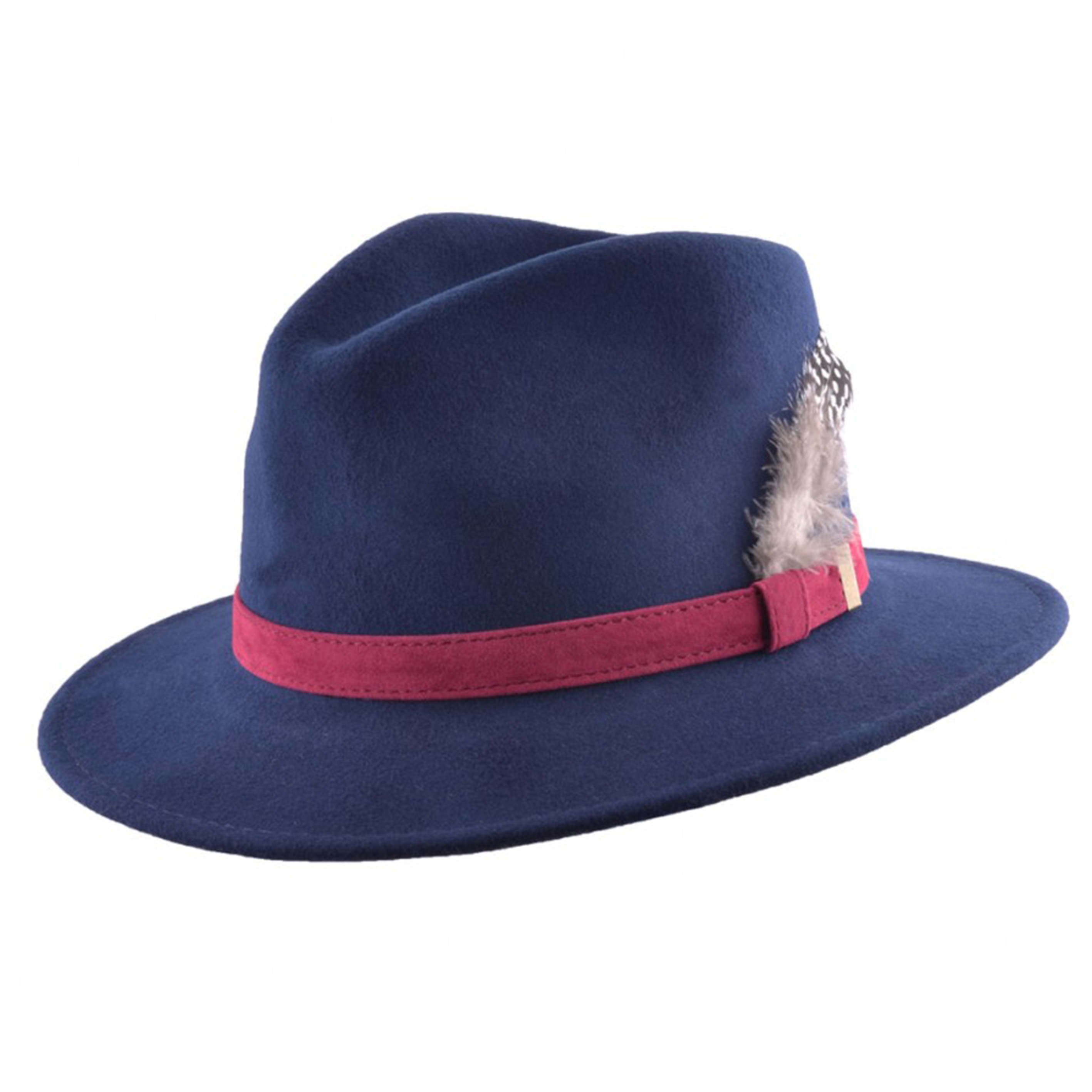 Trilby Fedora 100% Wool Navy Hat