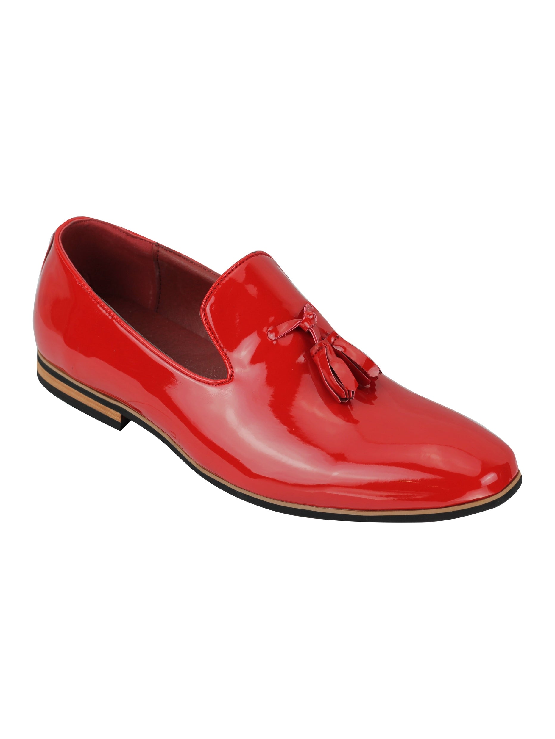 Shiny Patent Leather Slip On Shoes In Red