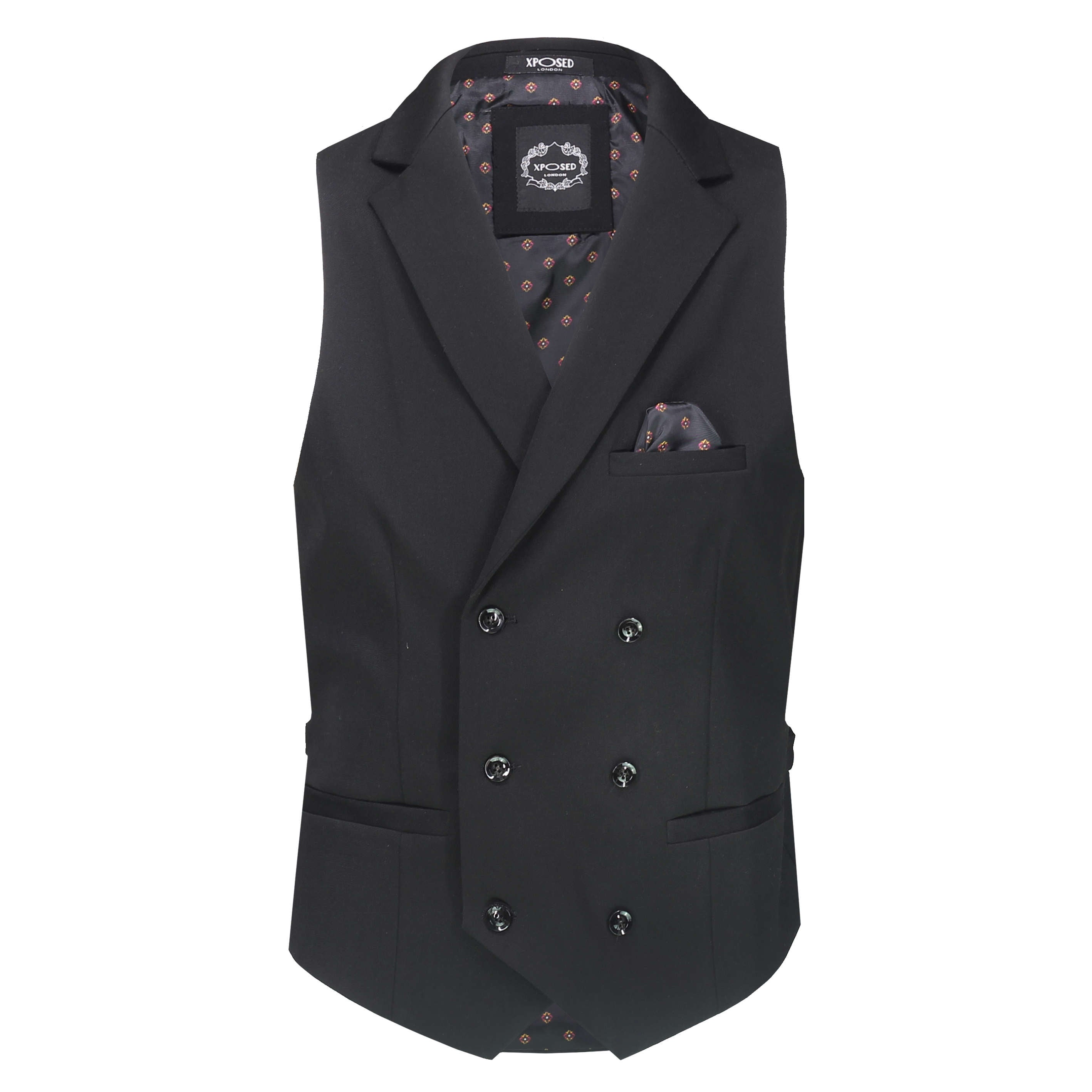 Double Breasted Black Waistcoat