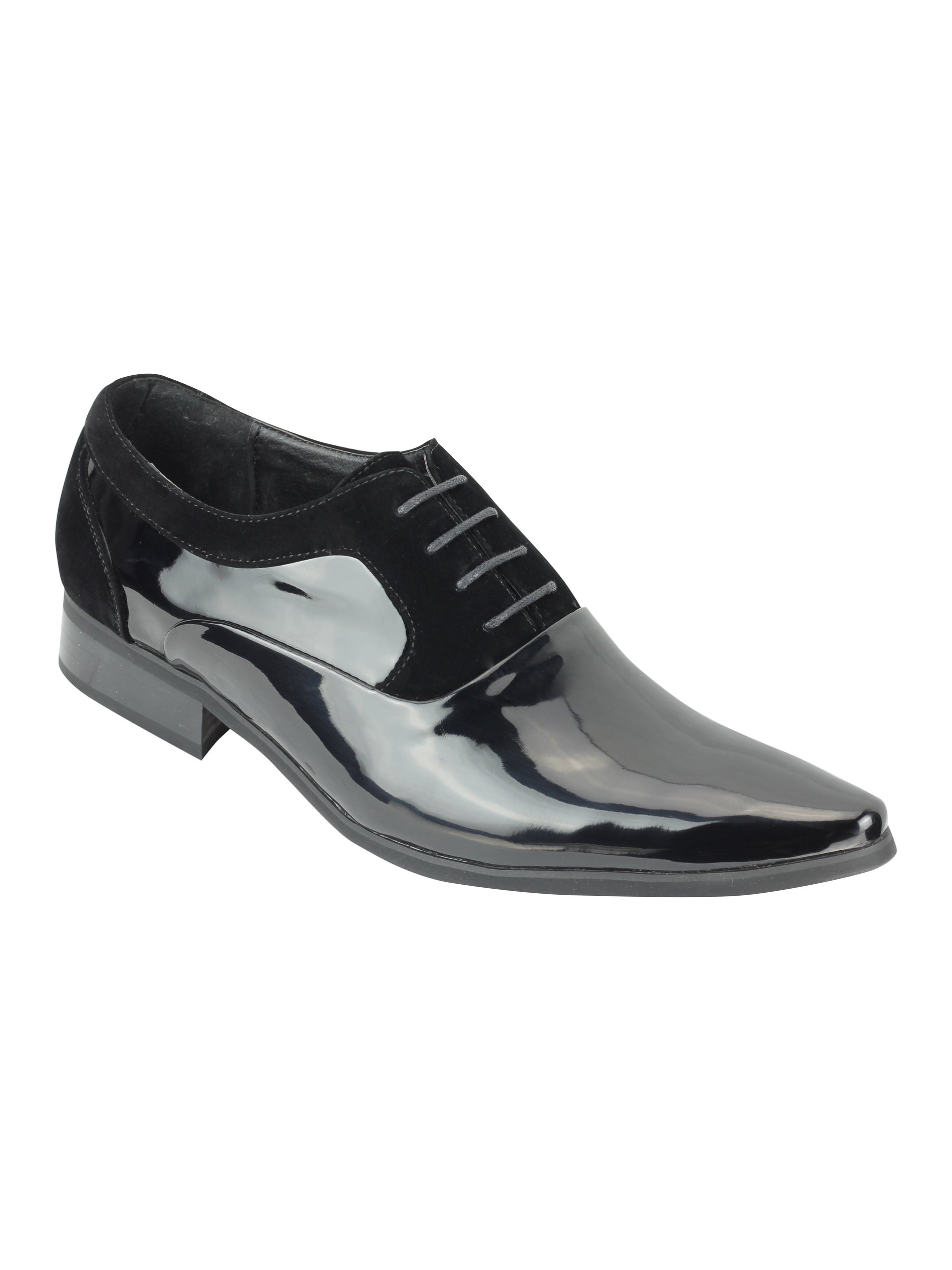 Shiny Patent Leather Formal Lace Up Shoes In Black