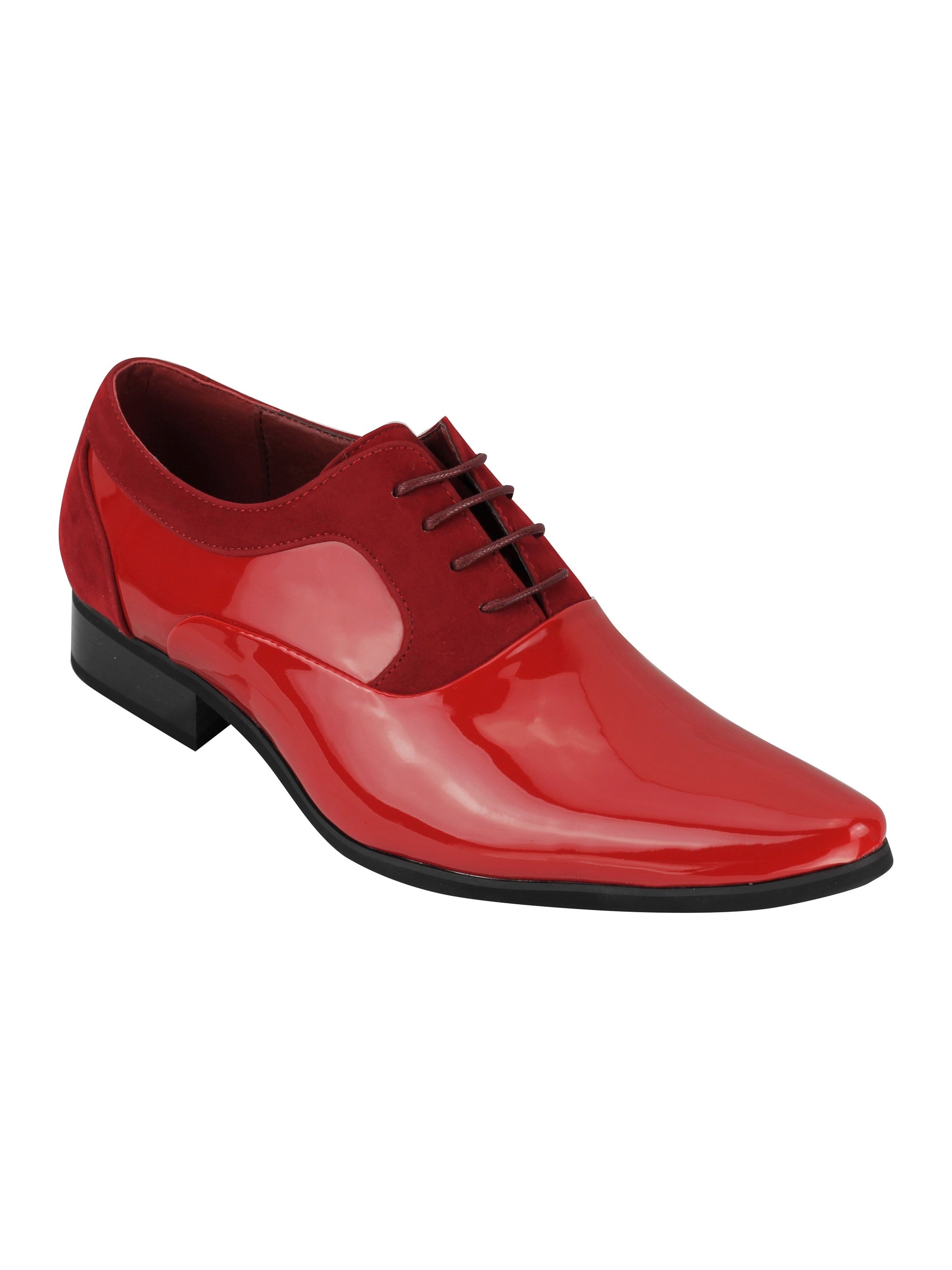 Shiny Patent Leather Formal Lace Up Shoes In Red