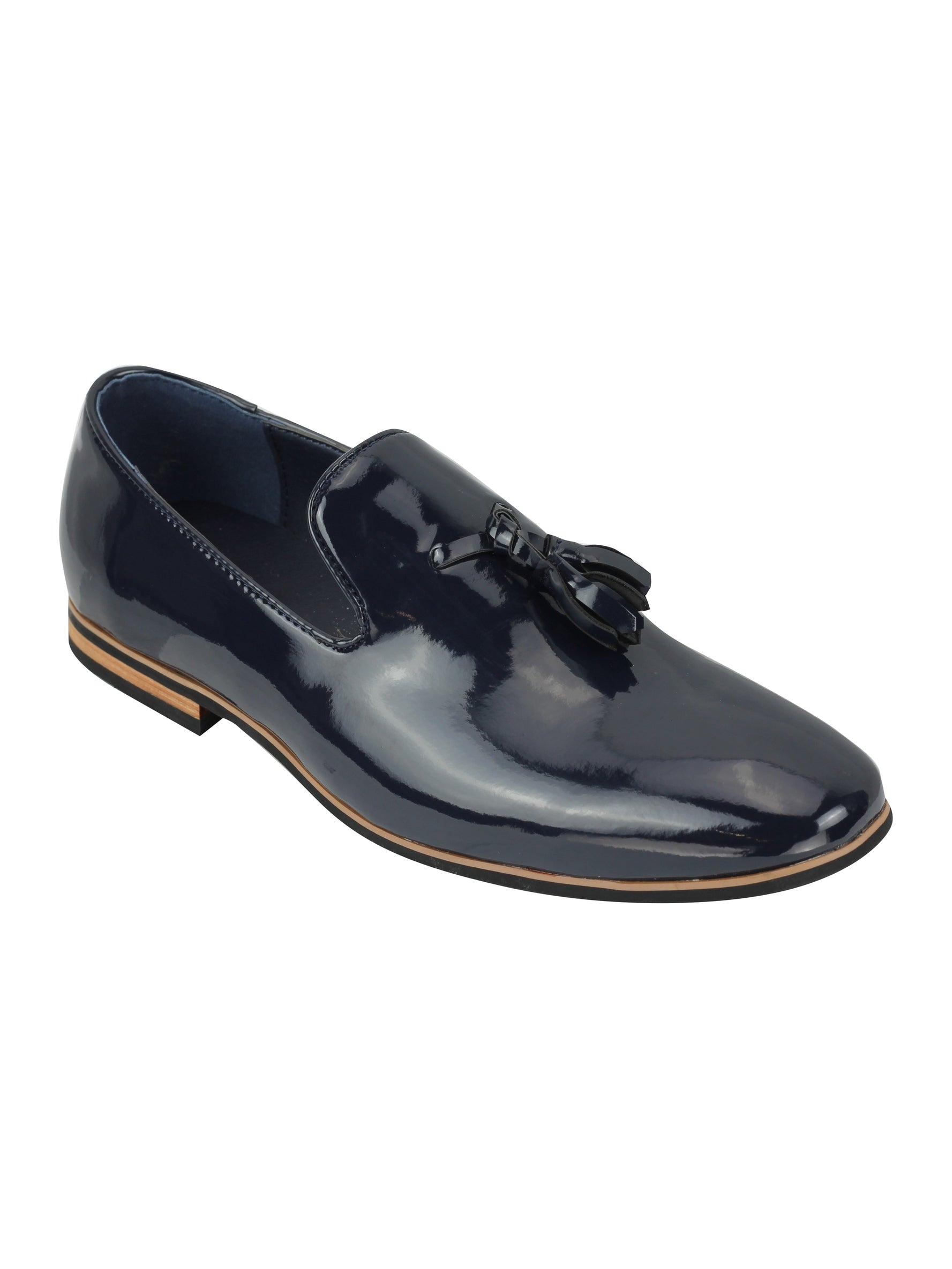 Shiny Patent Leather Slip On Navy Shoes