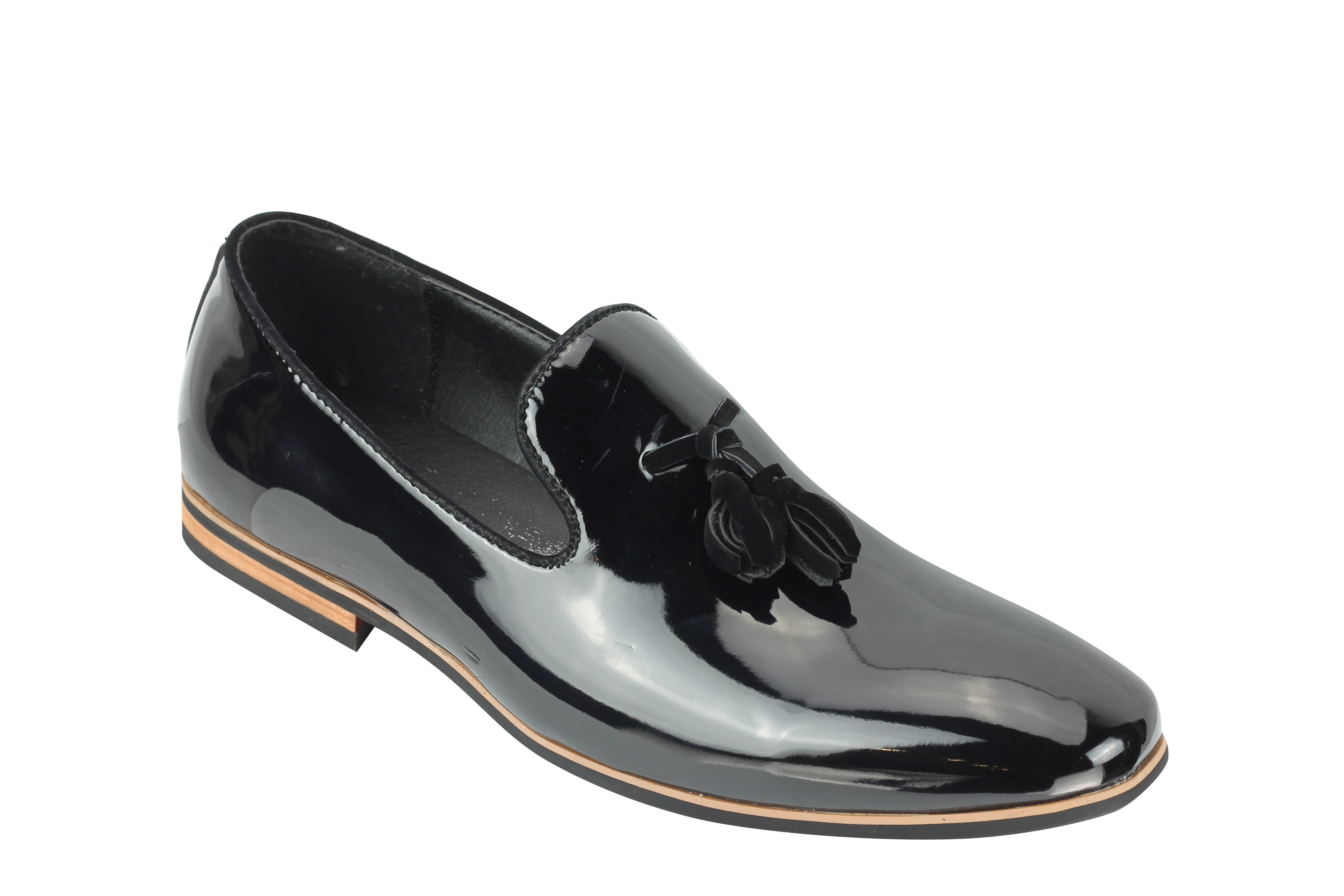 Shiny Patent Leather Slip On Black Shoes