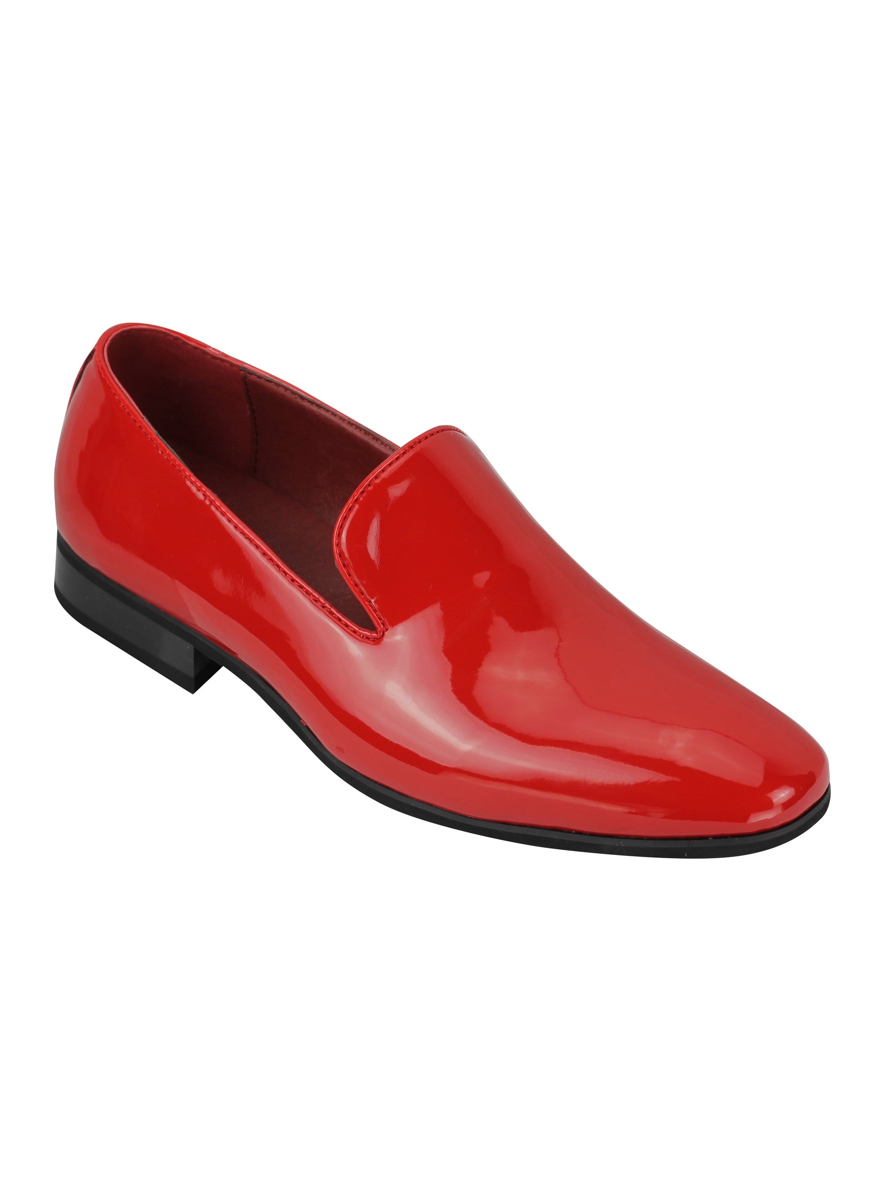 Faux Patent Leather Shiny Slip On Shoes In Red