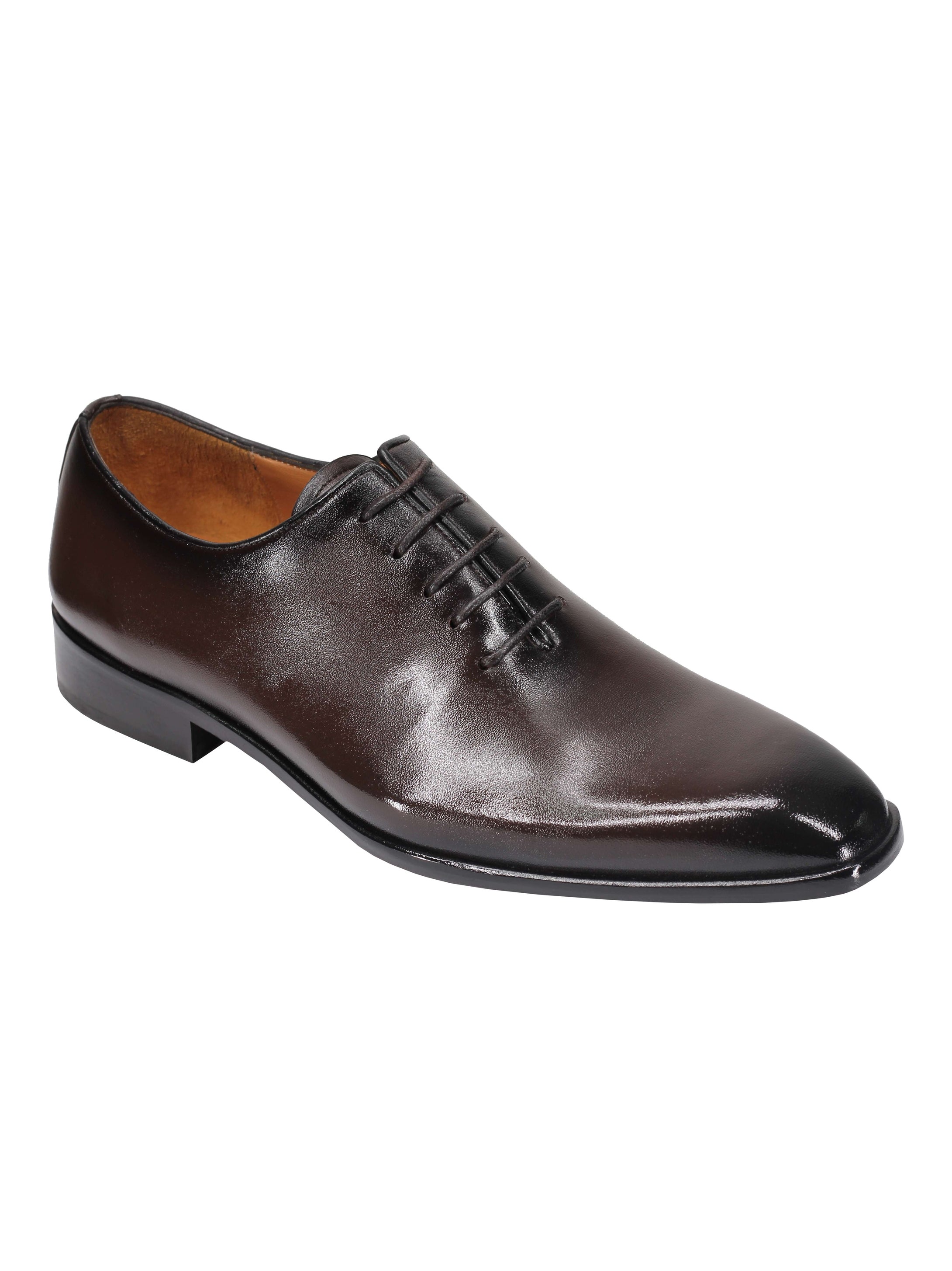 CALF LEATHER WHOLECUT OXFORD LACE UP SHOES IN BROWN