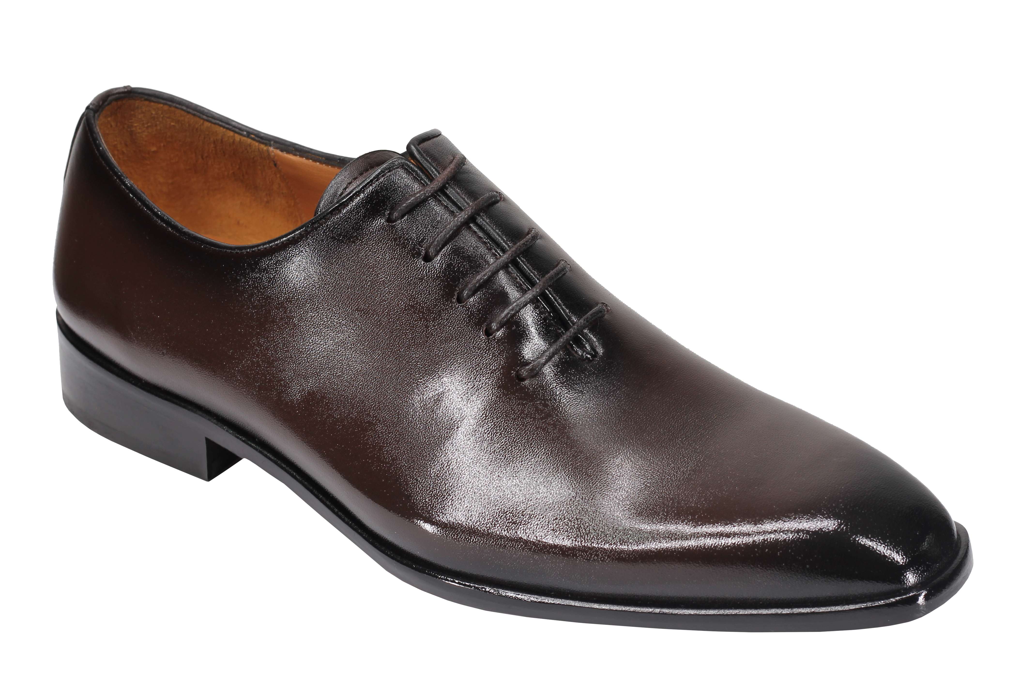 CALF LEATHER WHOLECUT OXFORD LACE UP SHOES IN BROWN