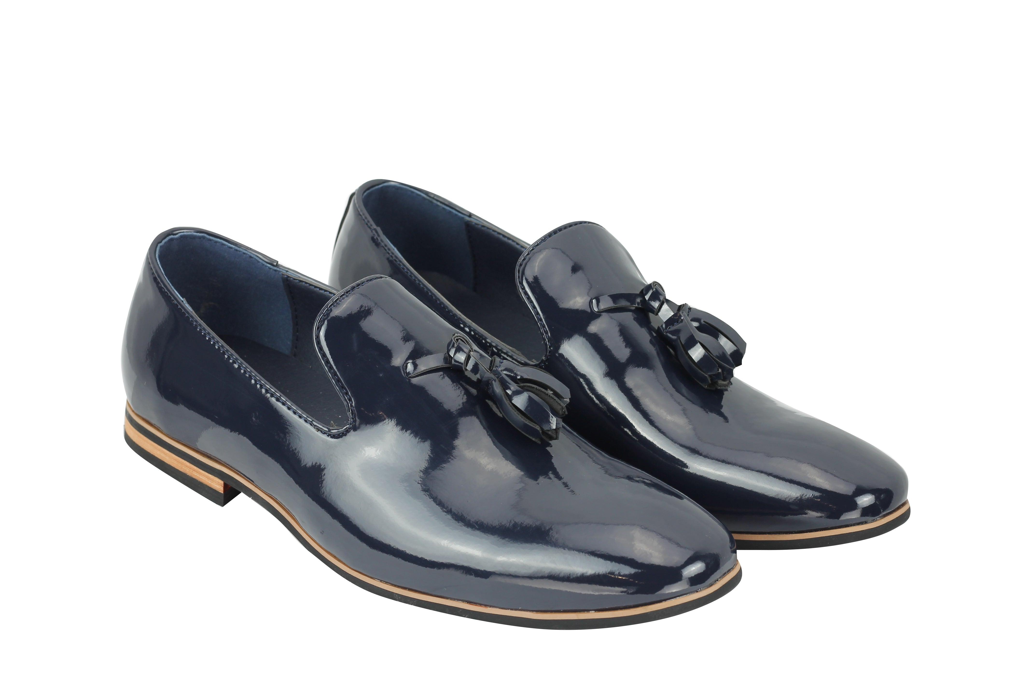 Shiny Patent Leather Slip On Navy Shoes