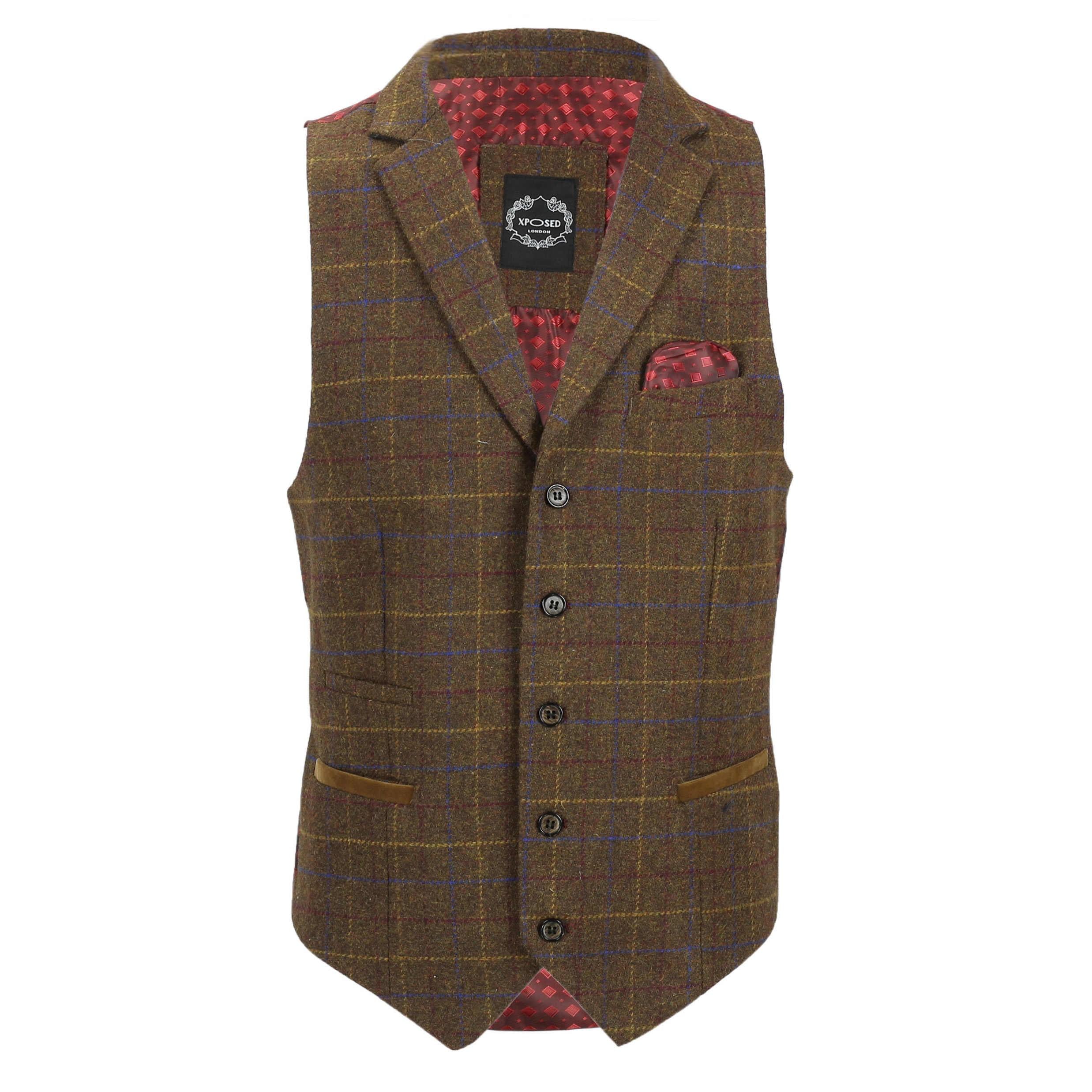 Tan Tweed Collar Waistcoat