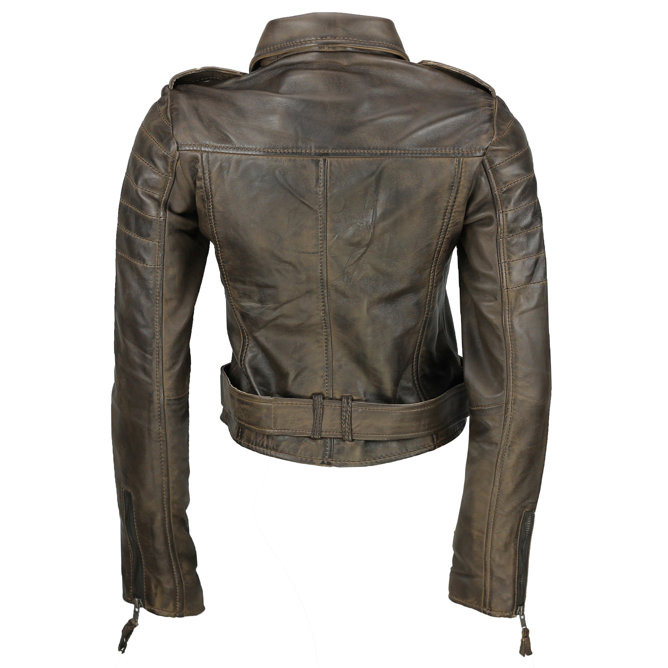 RETRO BIKER LEATHER JACKET FOR LADIES