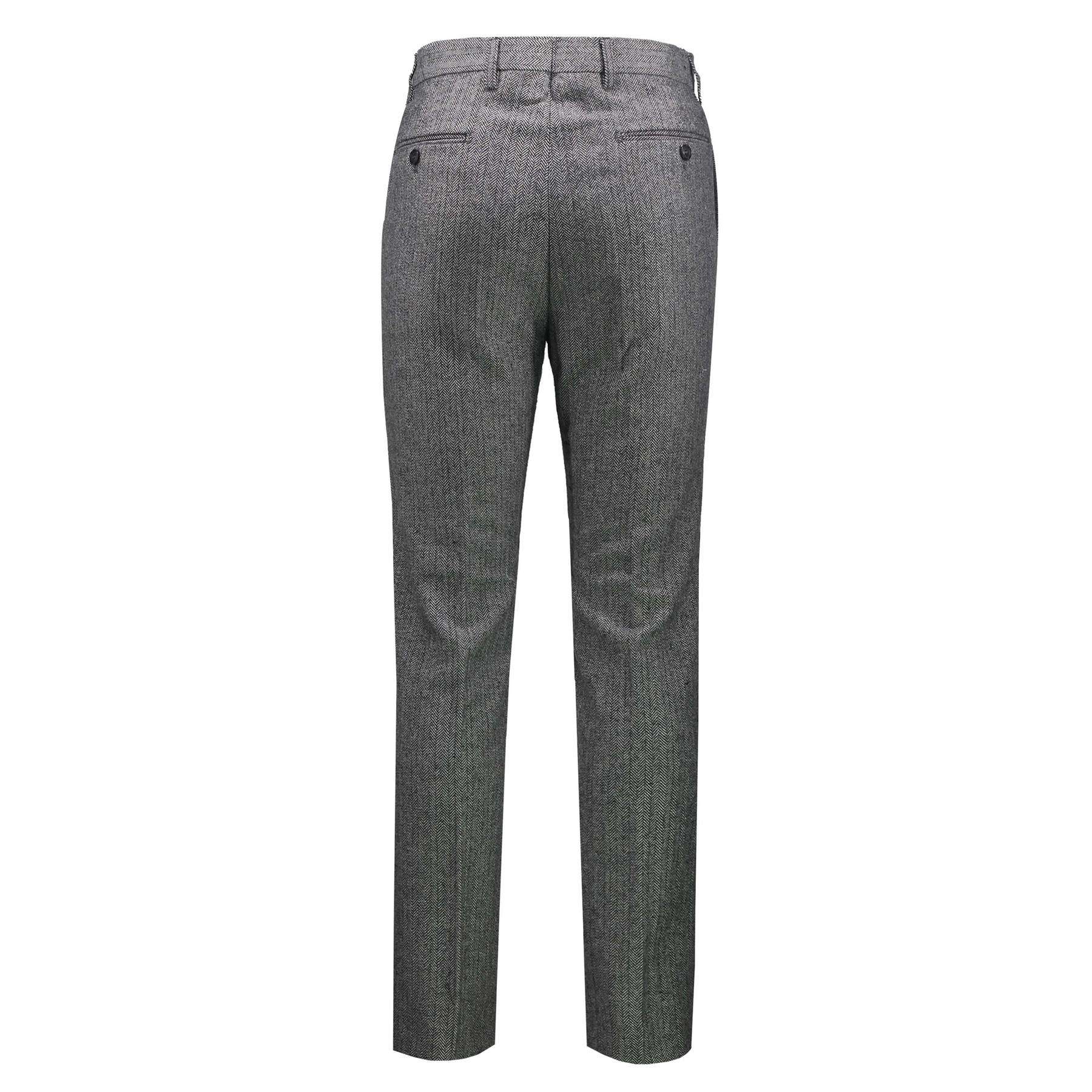 Grey Herringbone Tweed Trousers