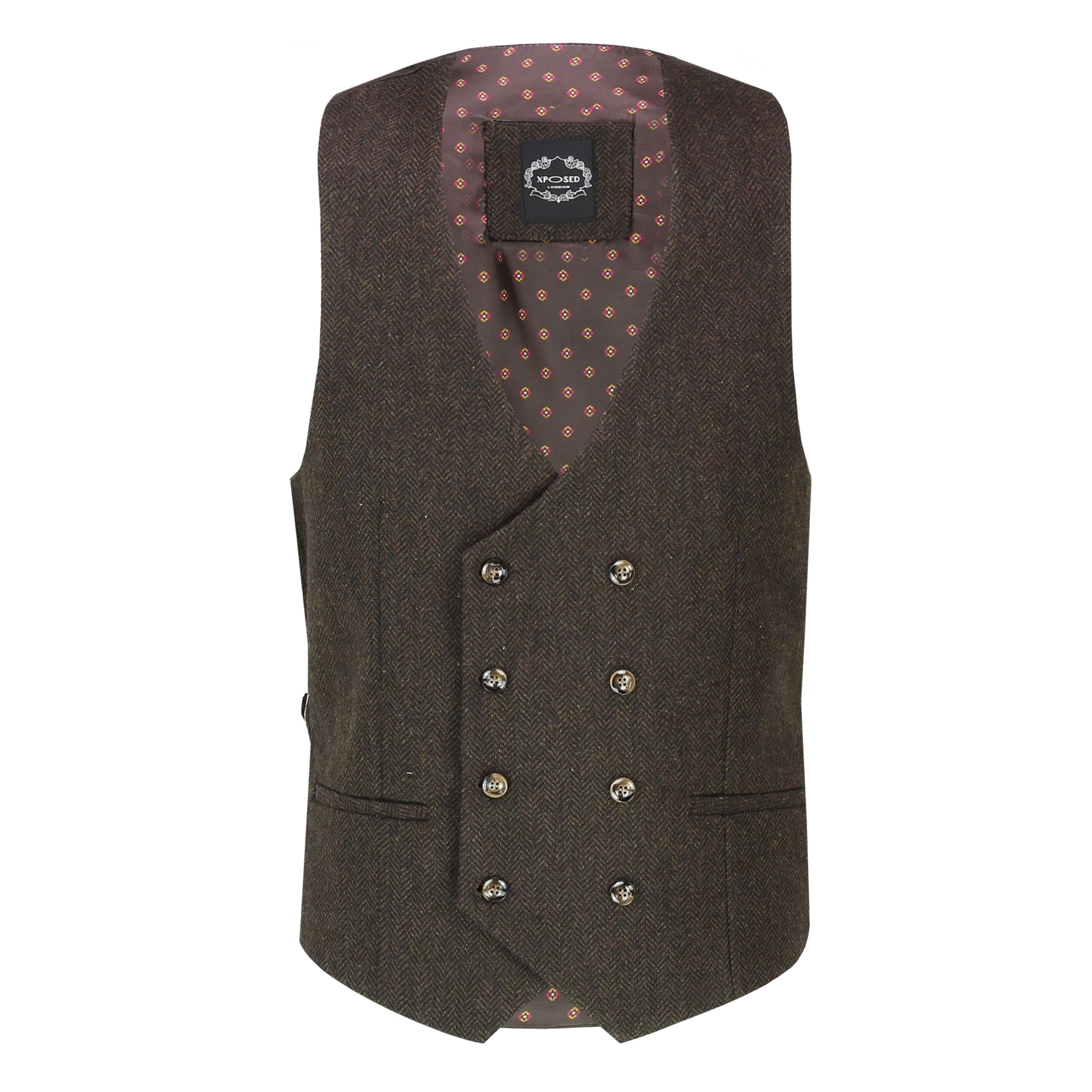 Brown Tweed Double Breasted Waistcoat