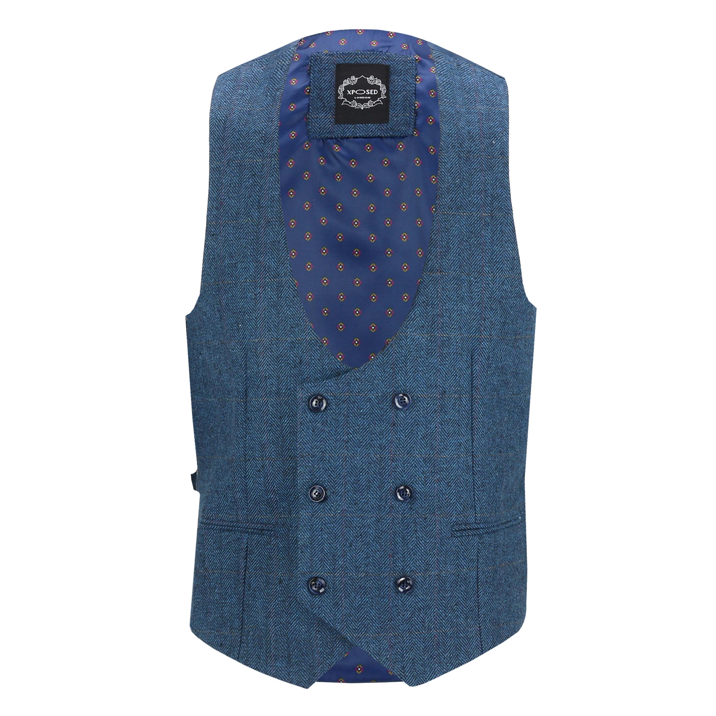 Tweed Check Double Breasted Waistcoat