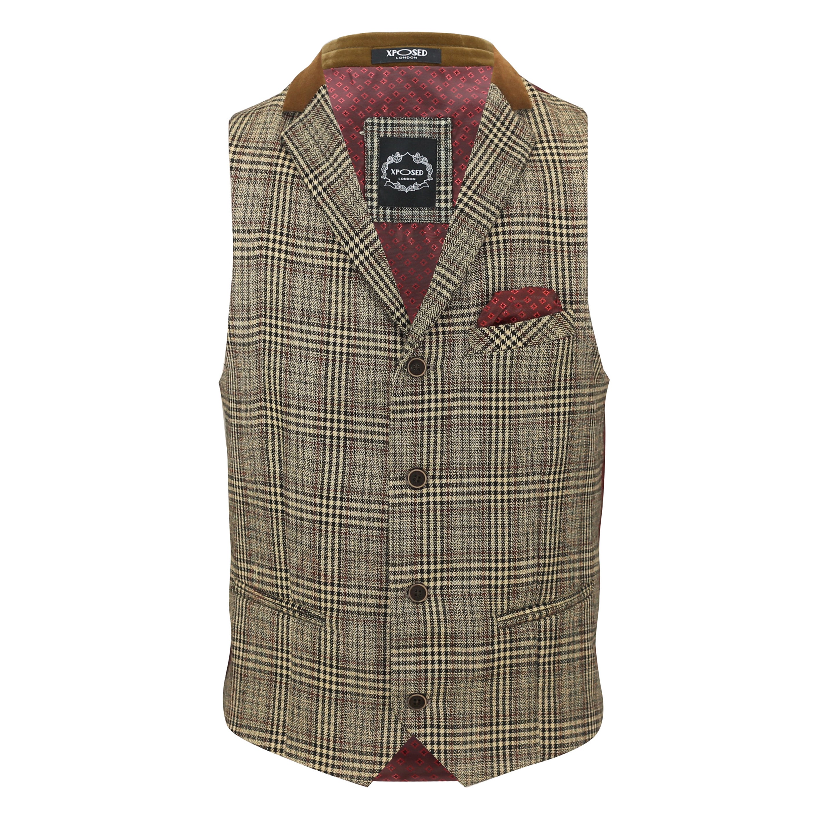 Tweed Brown Collar Waistcoat