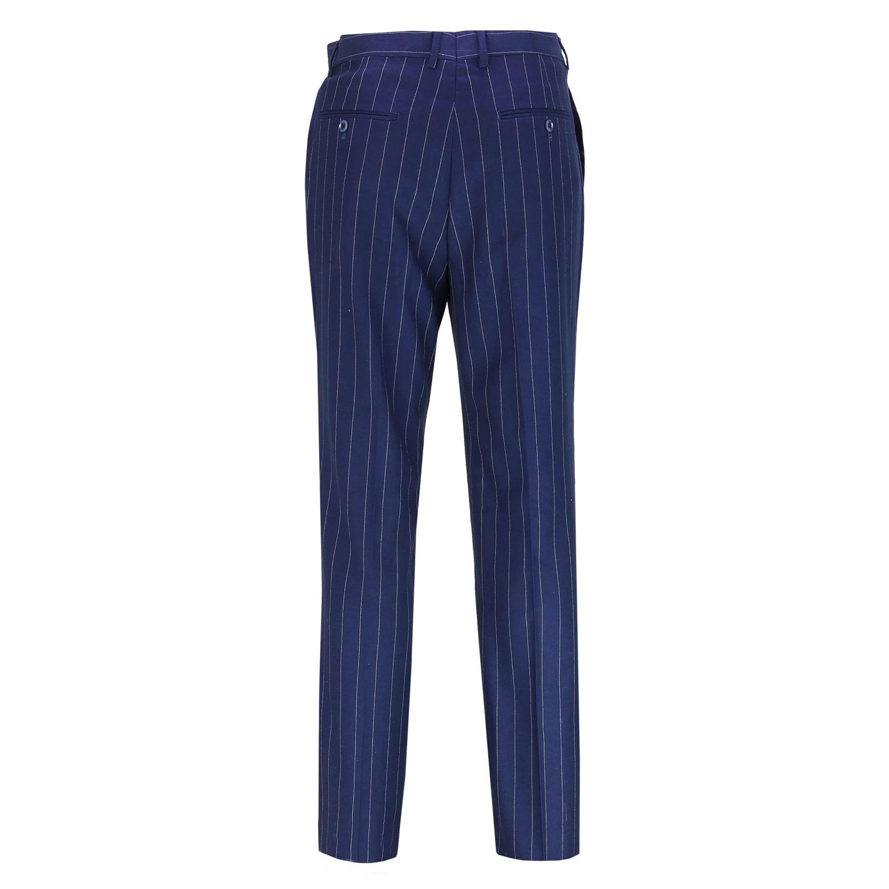 Blue Casual Pinstripe Suit Trouser