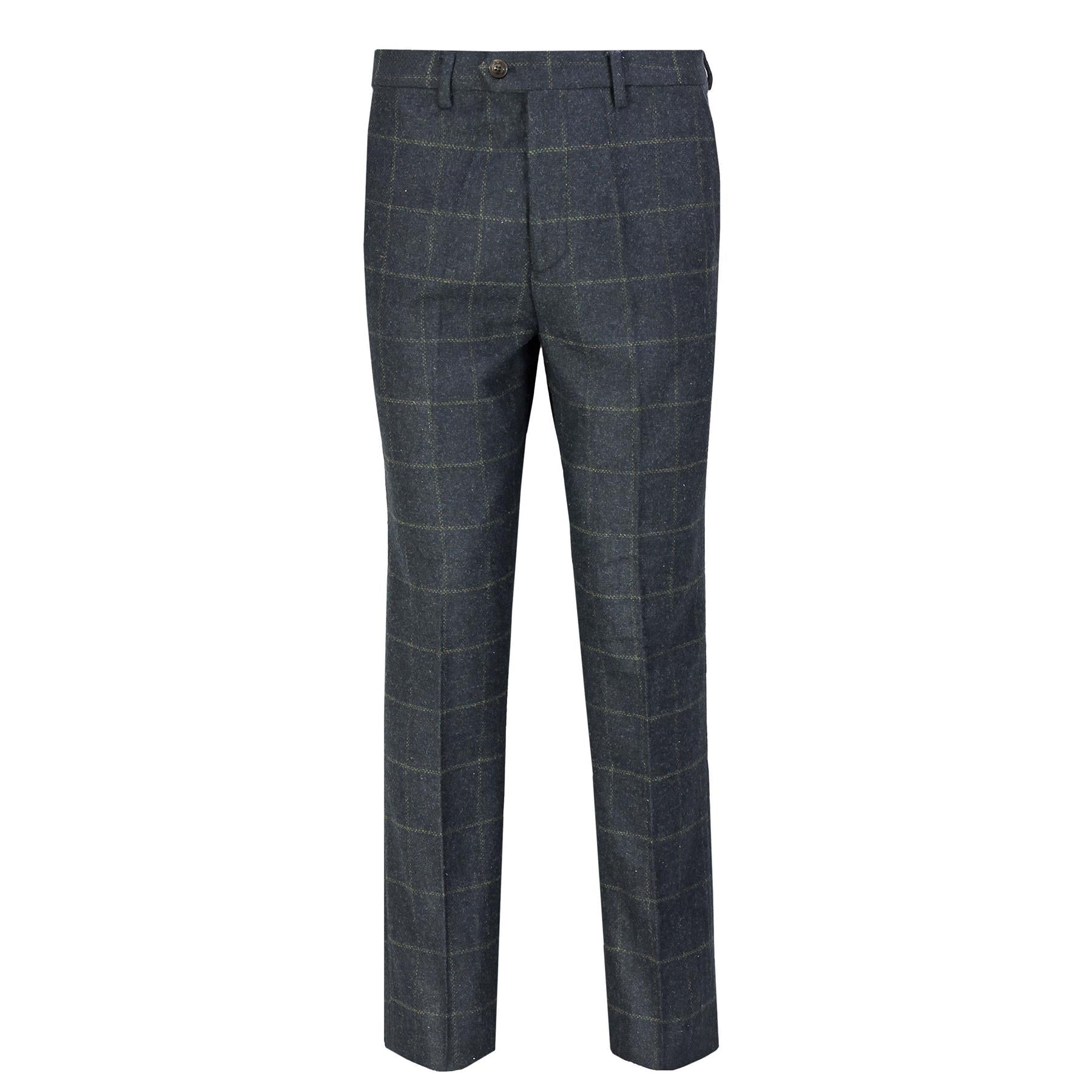 Navy Tweed Check Suit Trouser