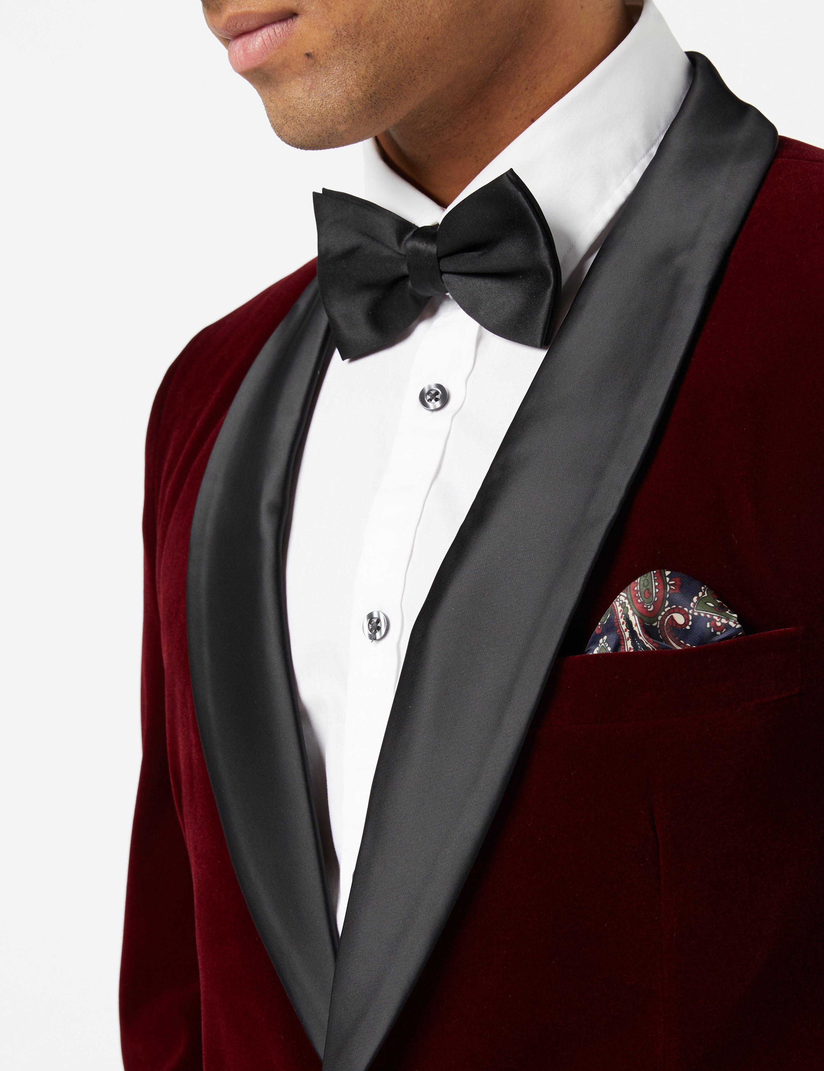 TUXEDO SAM - Veste Velours Doux Bordeaux 