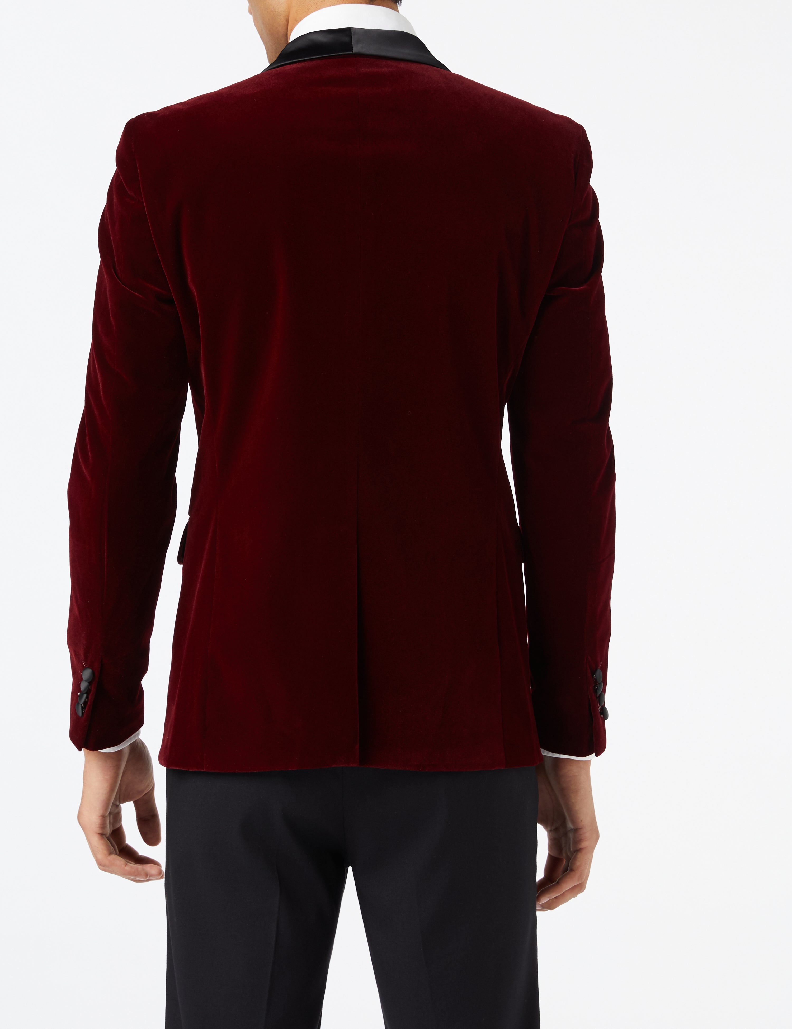 TUXEDO SAM - Veste Velours Doux Bordeaux 