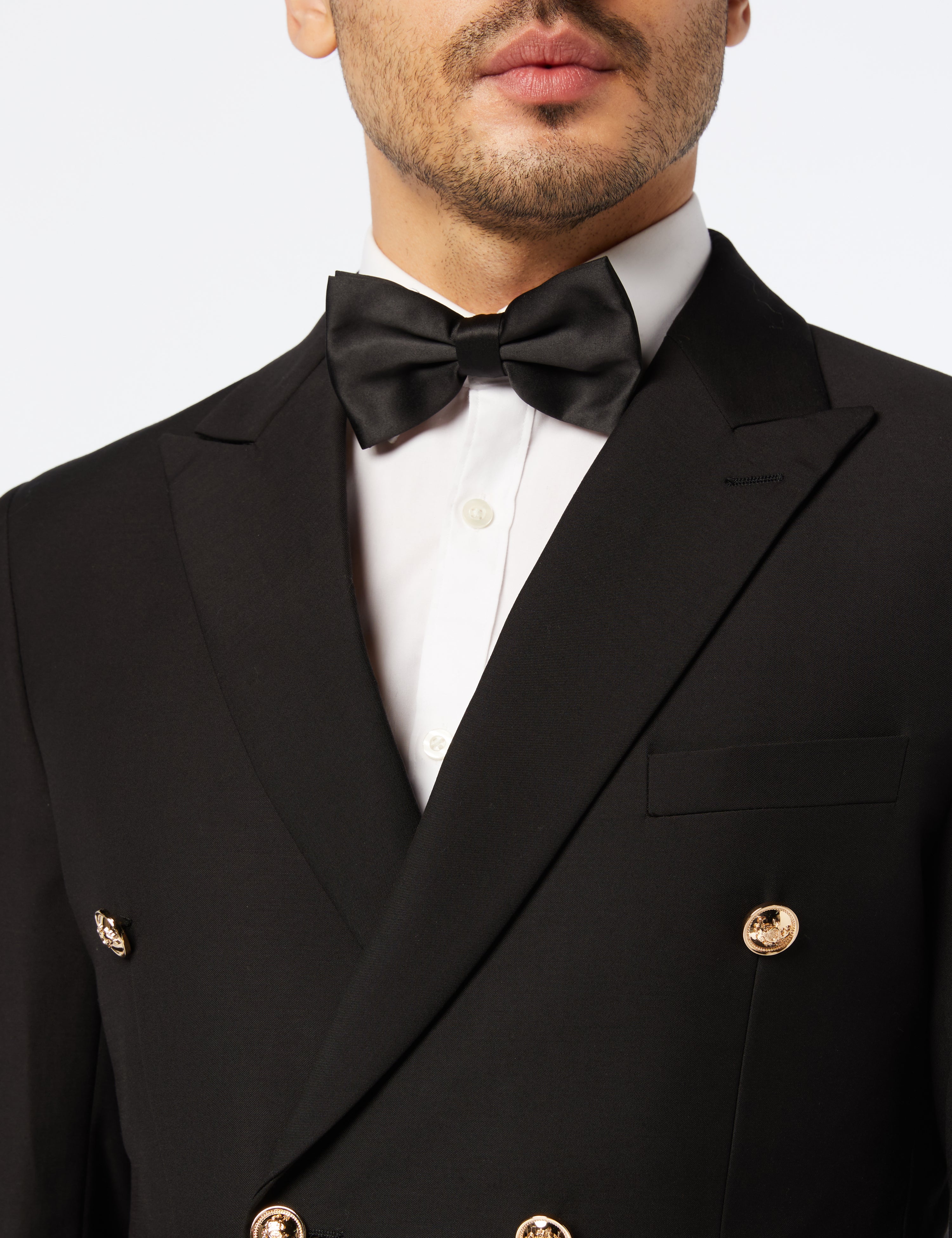 Classic Black Double Breasted Gold Button Jacket