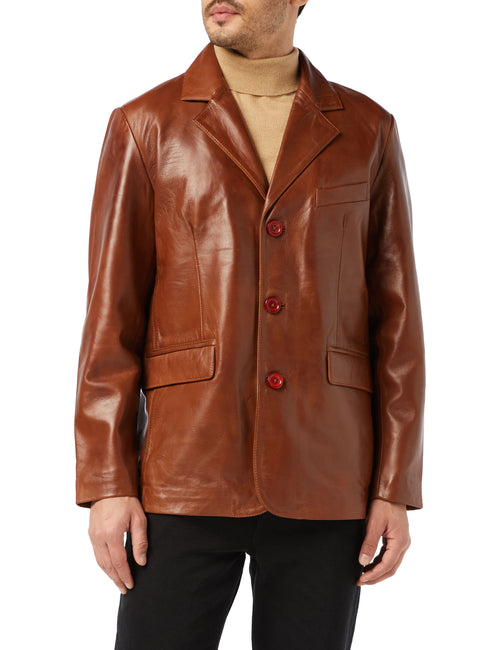 VESTE EN CUIR MI-LONGUE VINTAGE POUR HOMME