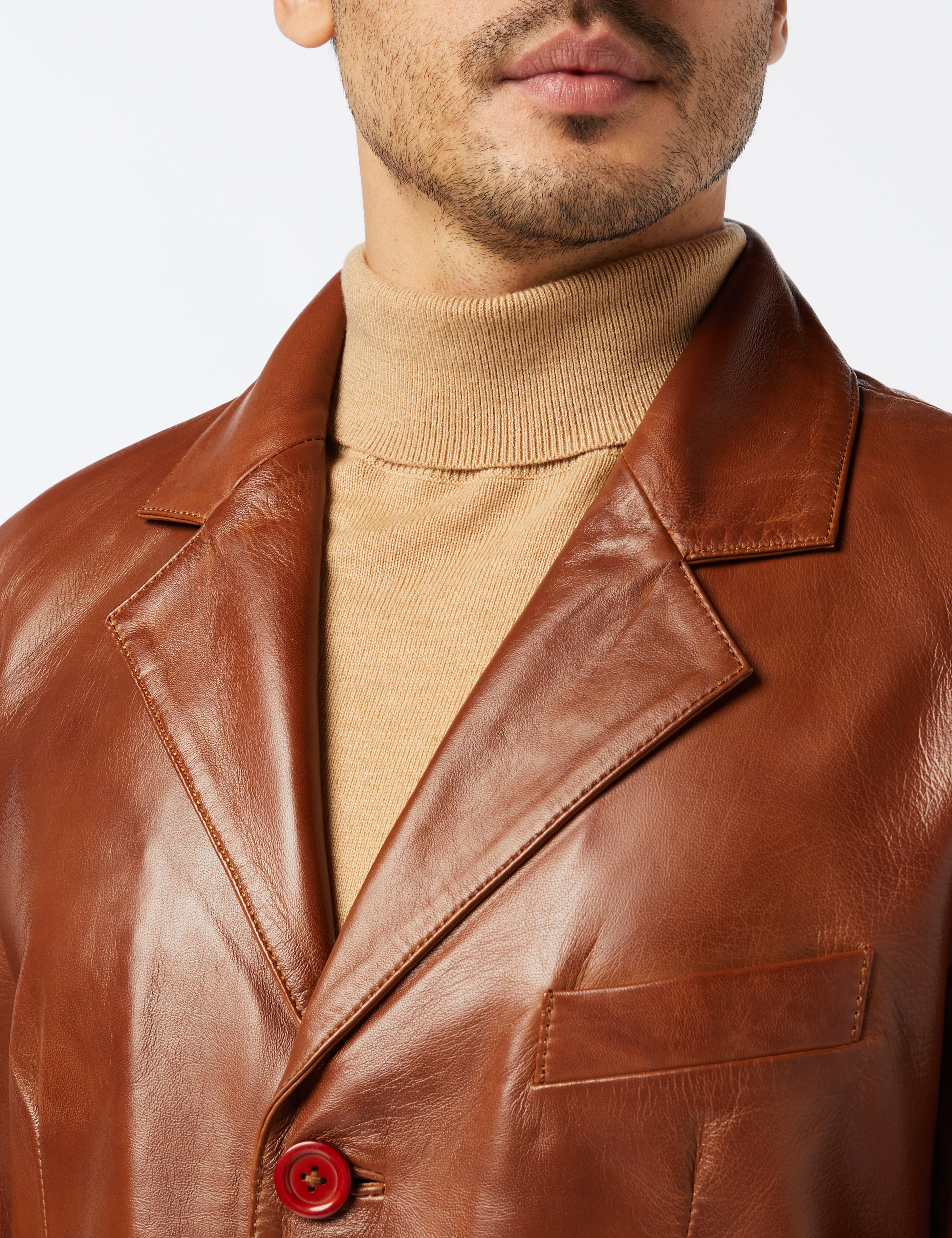 MEN’S VINTAGE MID LENGTH LEATHER JACKET