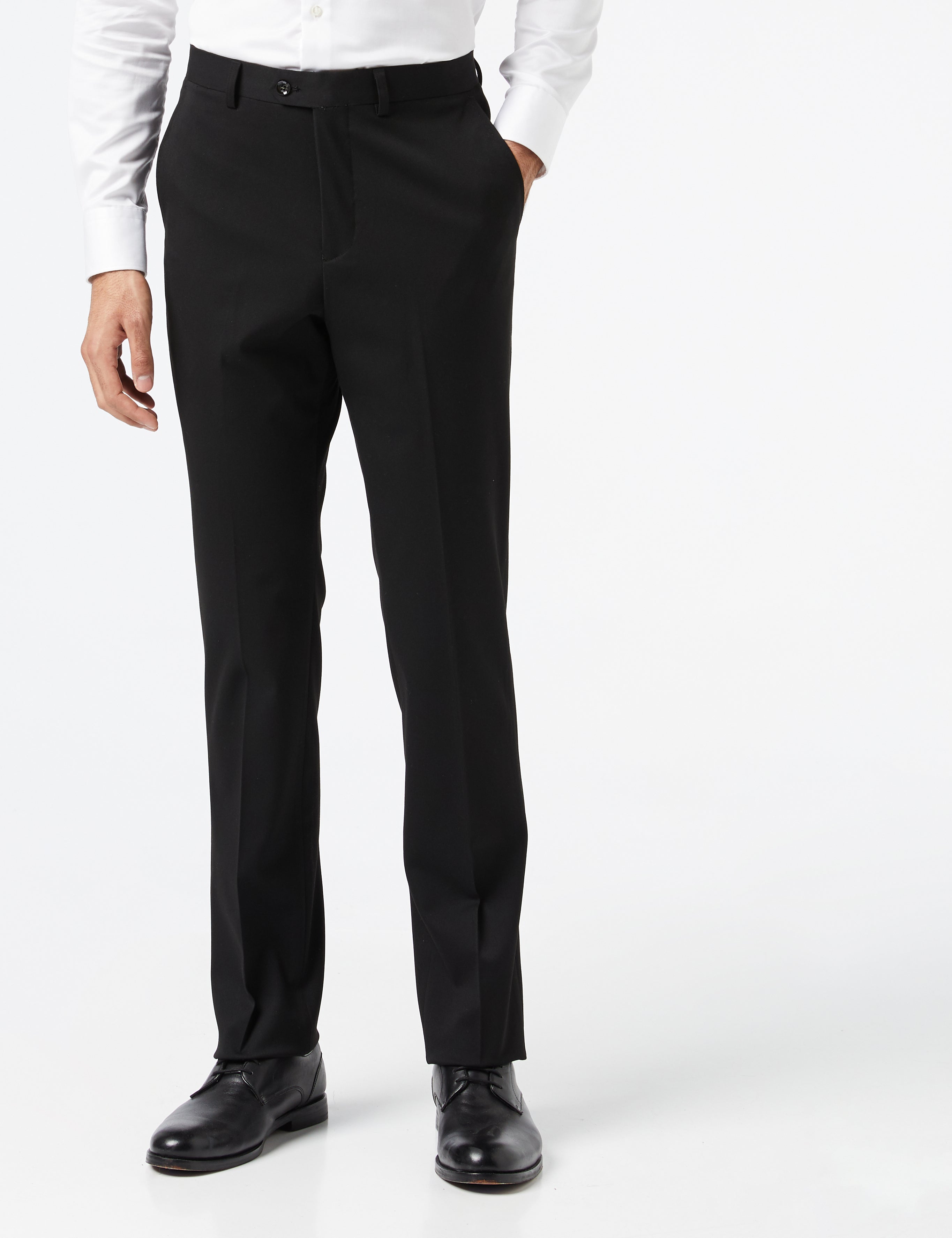 Black pinstripe suit trousers deals