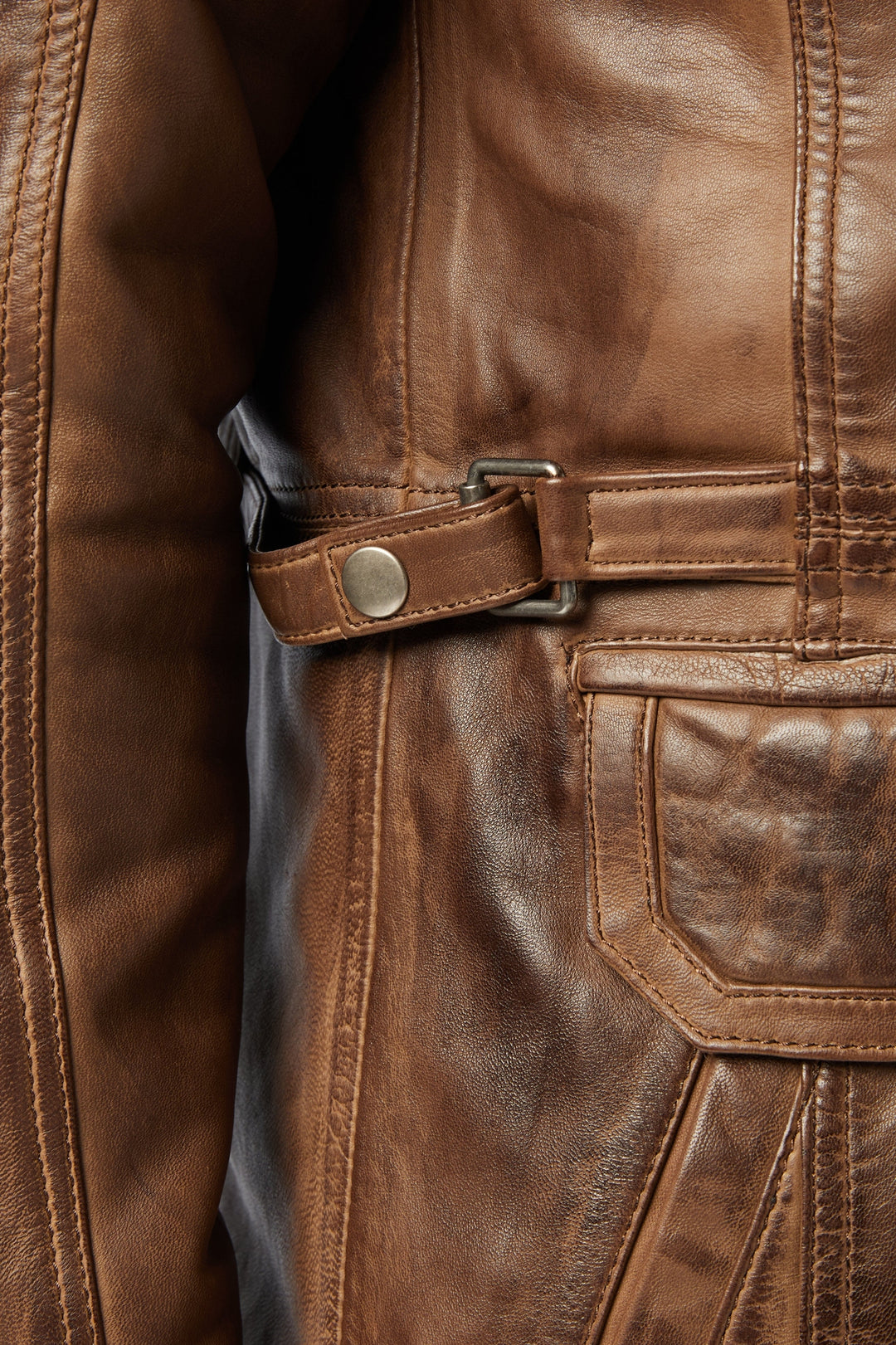 MILITARY STYLE BROWN LEATHER JACKET XPOSED