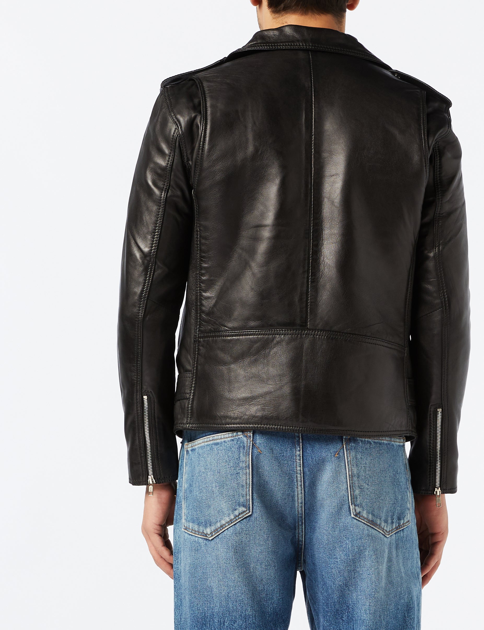 Men's Black Leather Biker